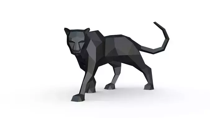 black panther low poly 3D print model