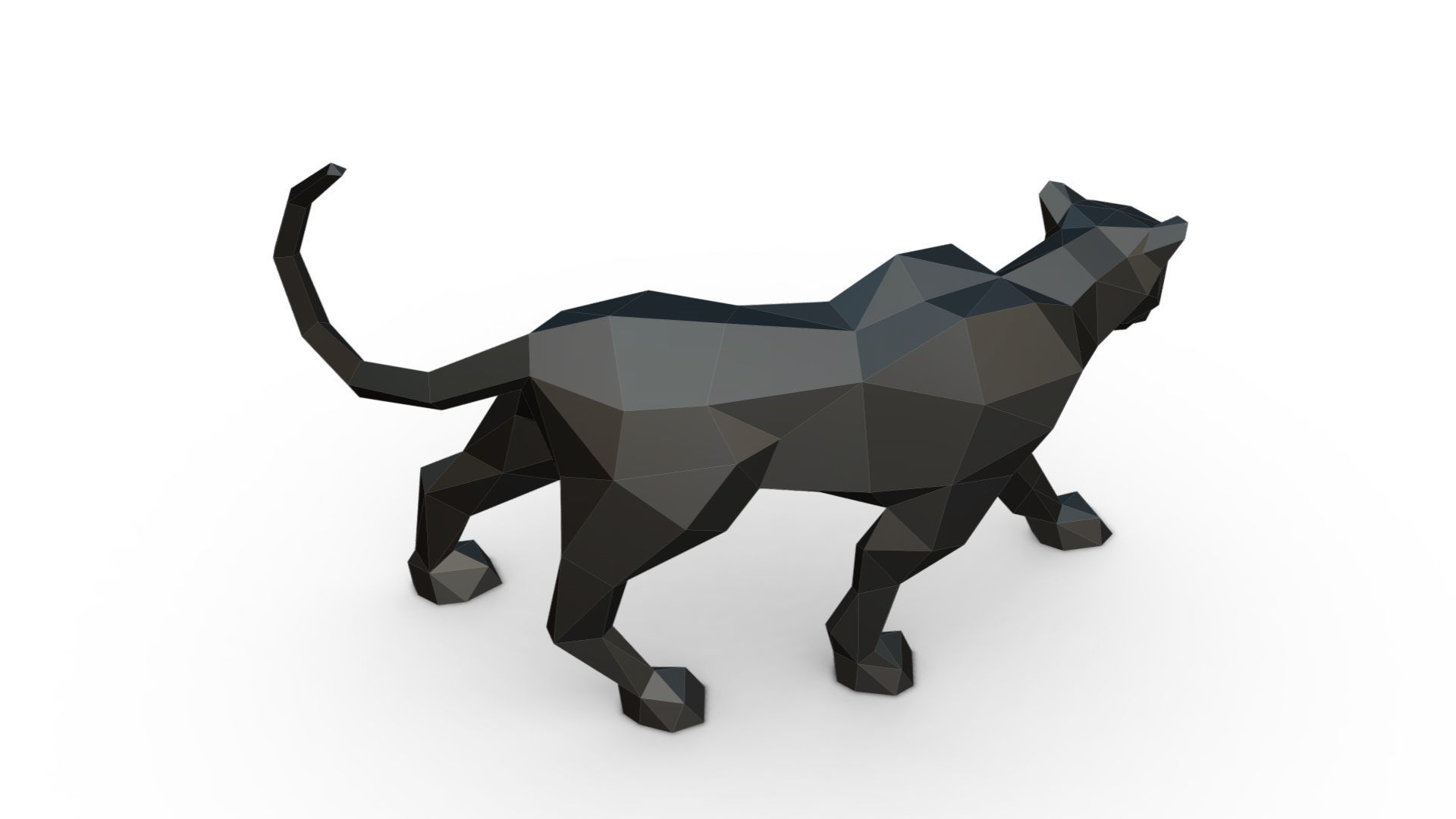 black panther low poly 3D print model_4