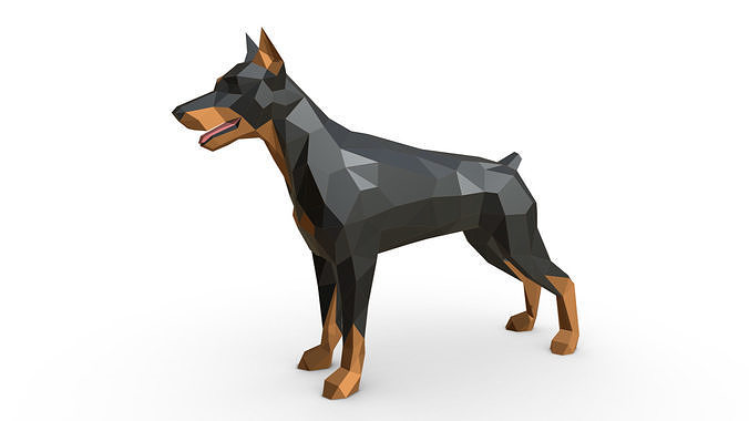 doberman dog low poly 3D print model