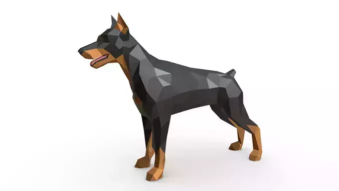 doberman dog low poly