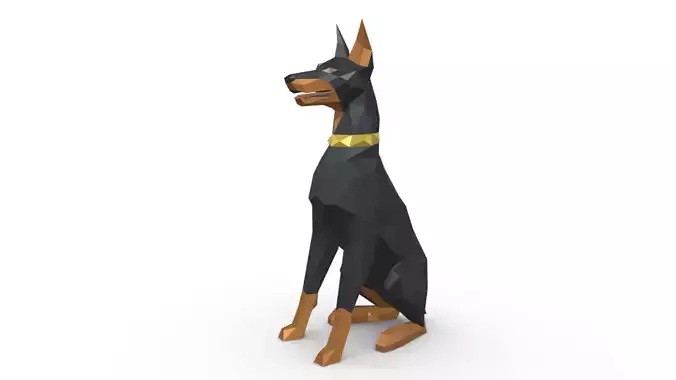 doberman dog low poly
