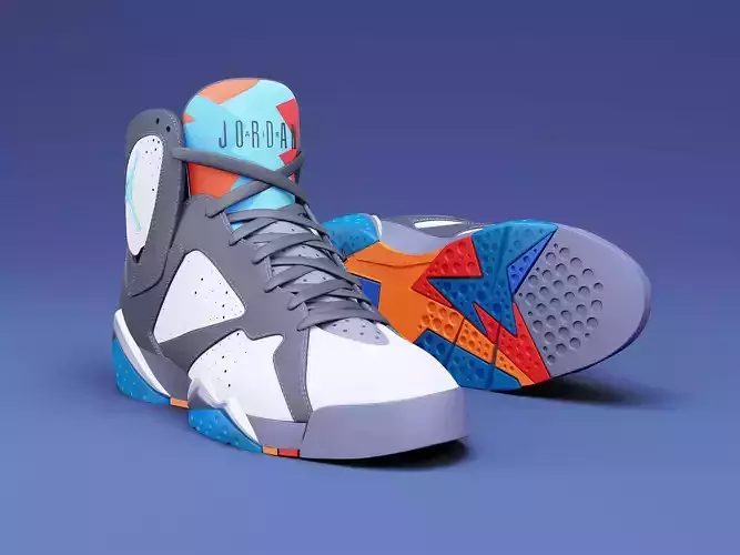 Air Jordan7-retro sneakers 3d model