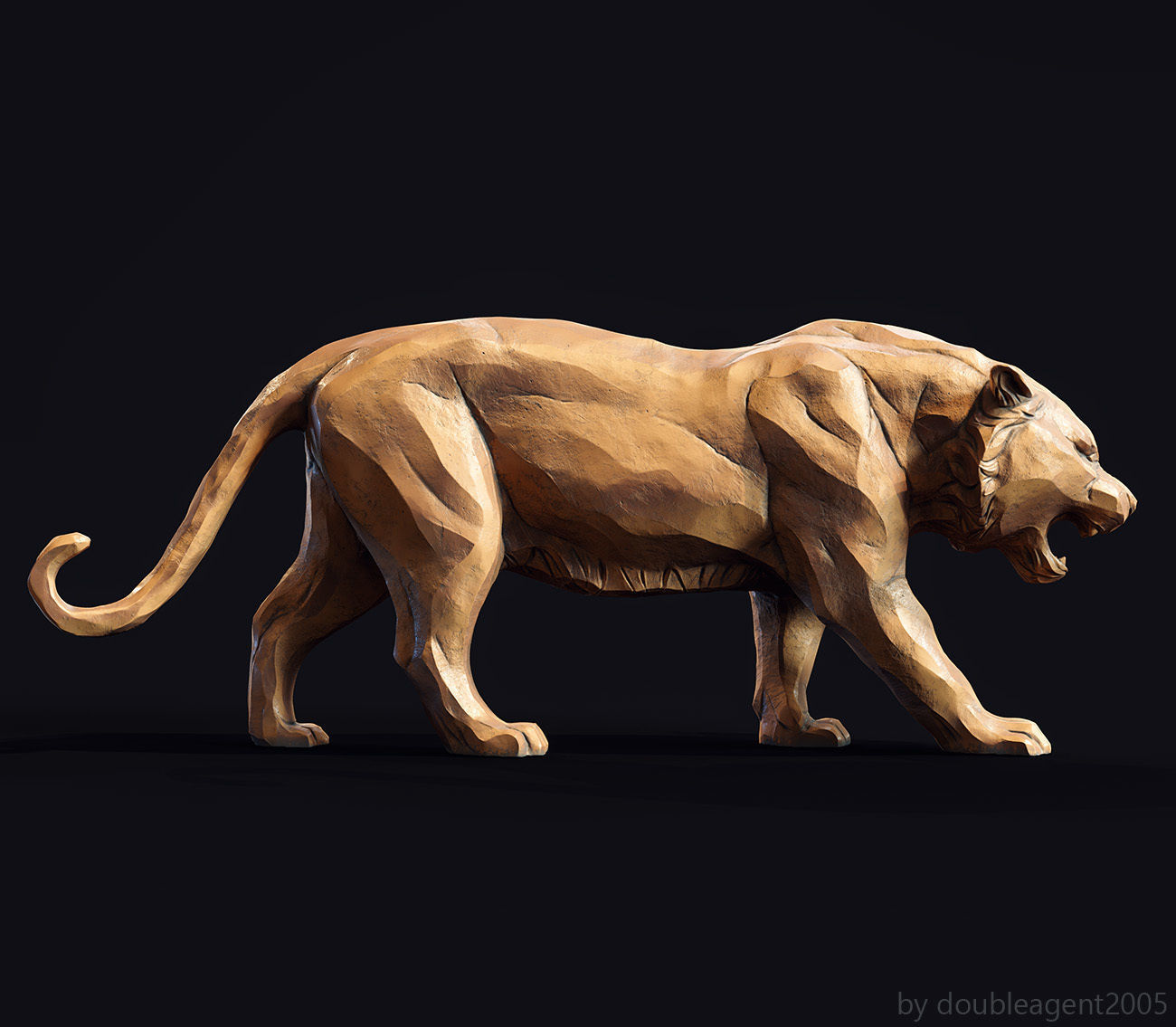 Decorative Tiger statuette 3D print model_7