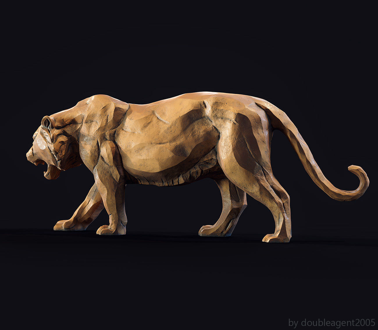 Decorative Tiger statuette 3D print model_13