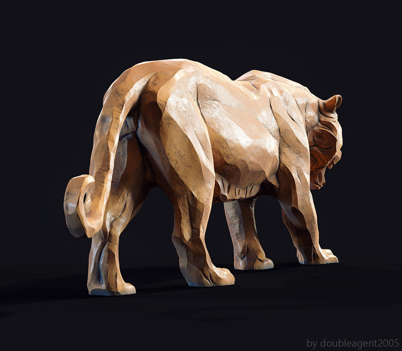 Decorative Tiger statuette 3D print model_22