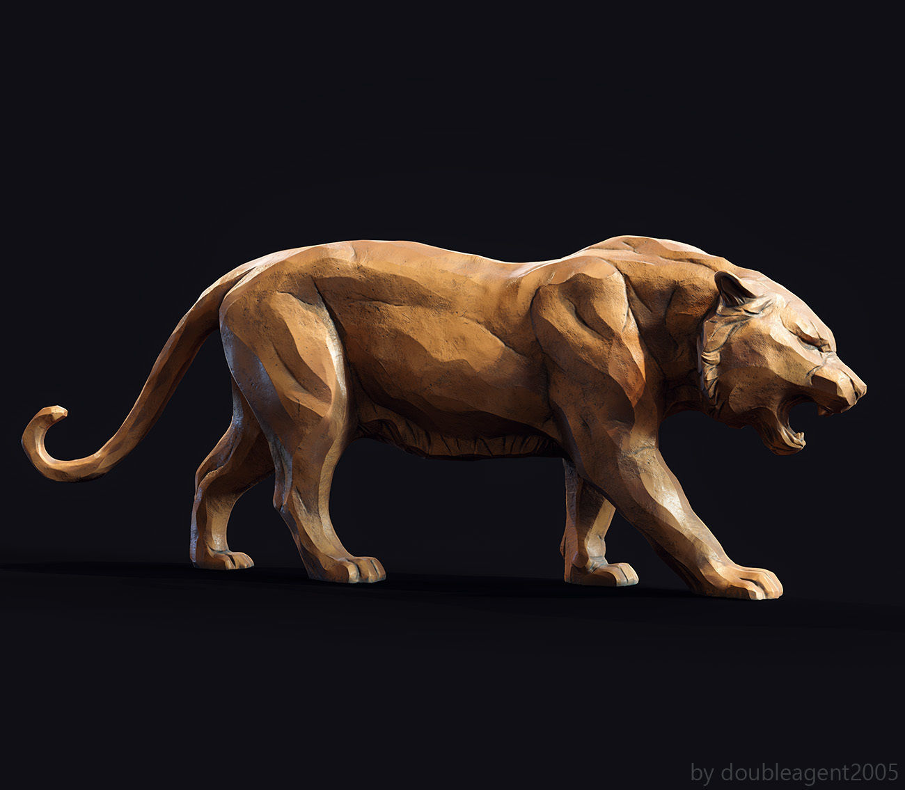 Decorative Tiger statuette 3D print model_23