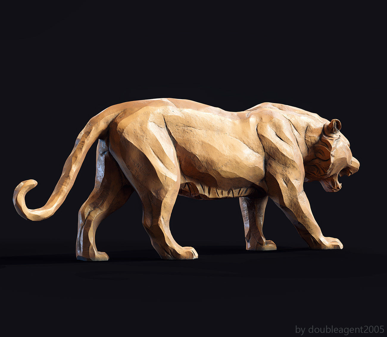 Decorative Tiger statuette 3D print model_24