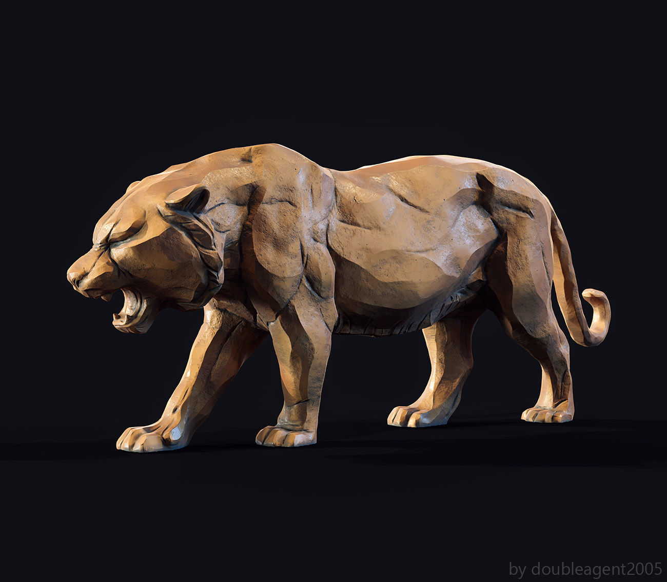 Decorative Tiger statuette 3D print model_12