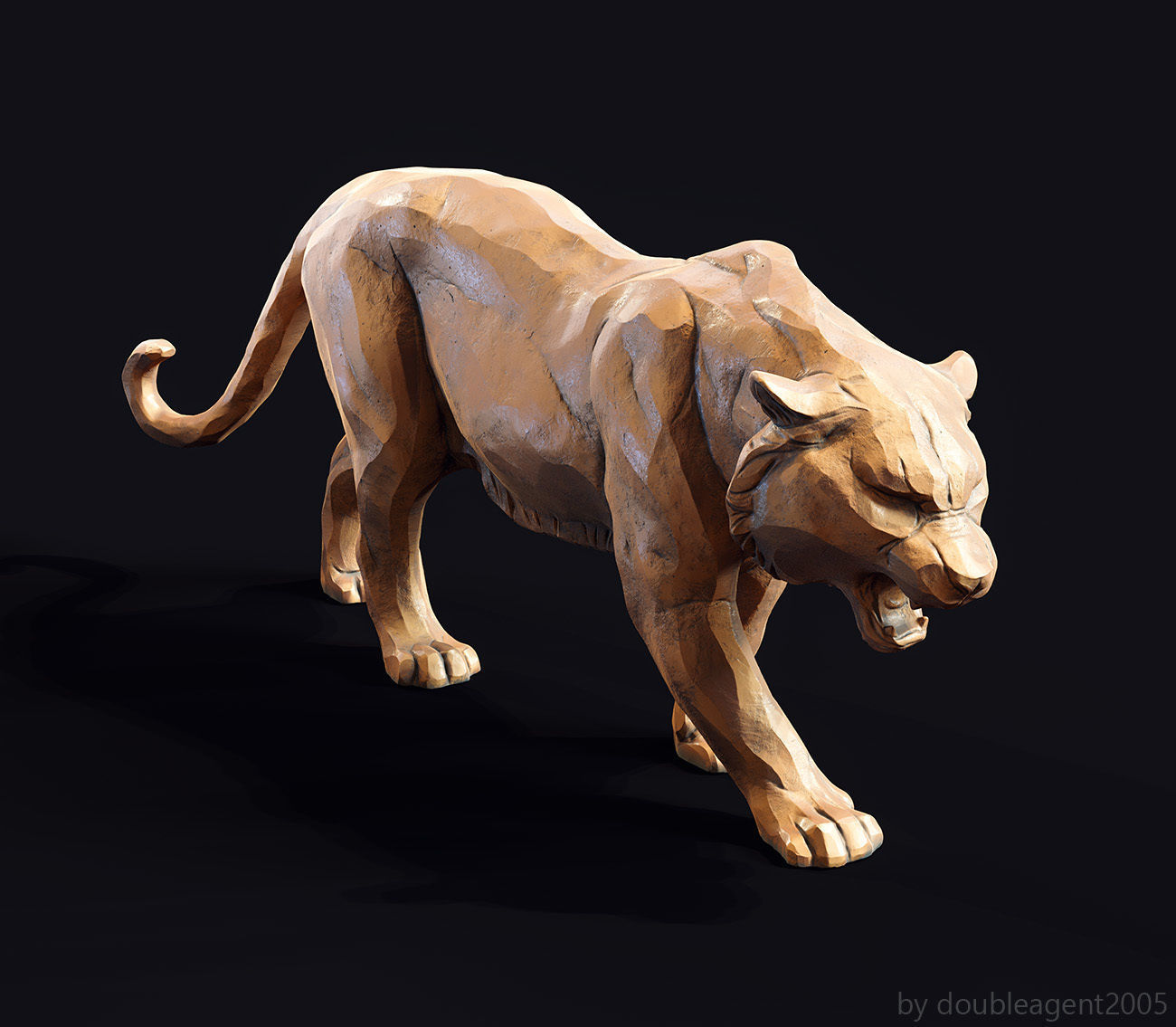 Decorative Tiger statuette 3D print model_9