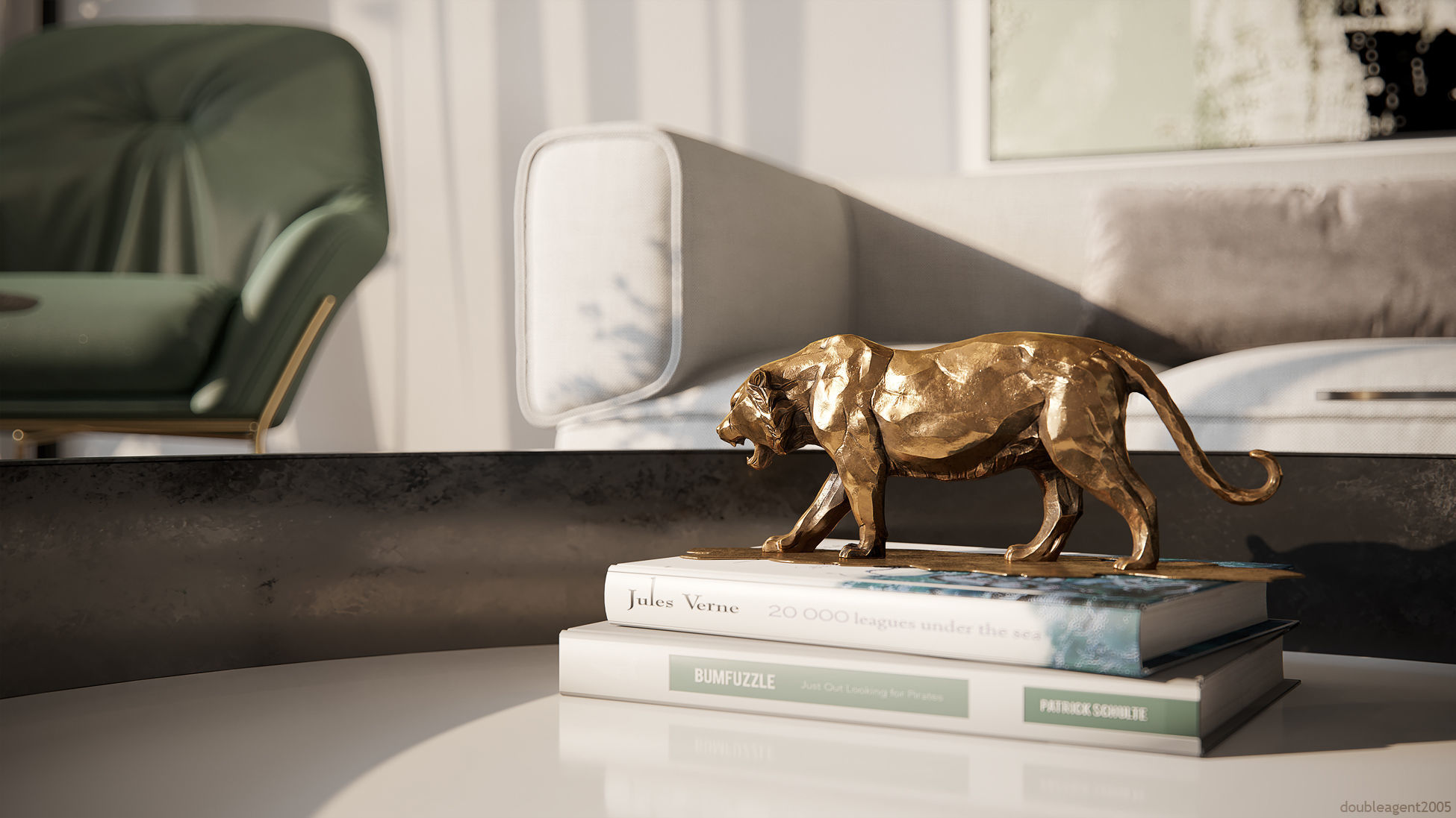 Decorative Tiger statuette 3D print model_1