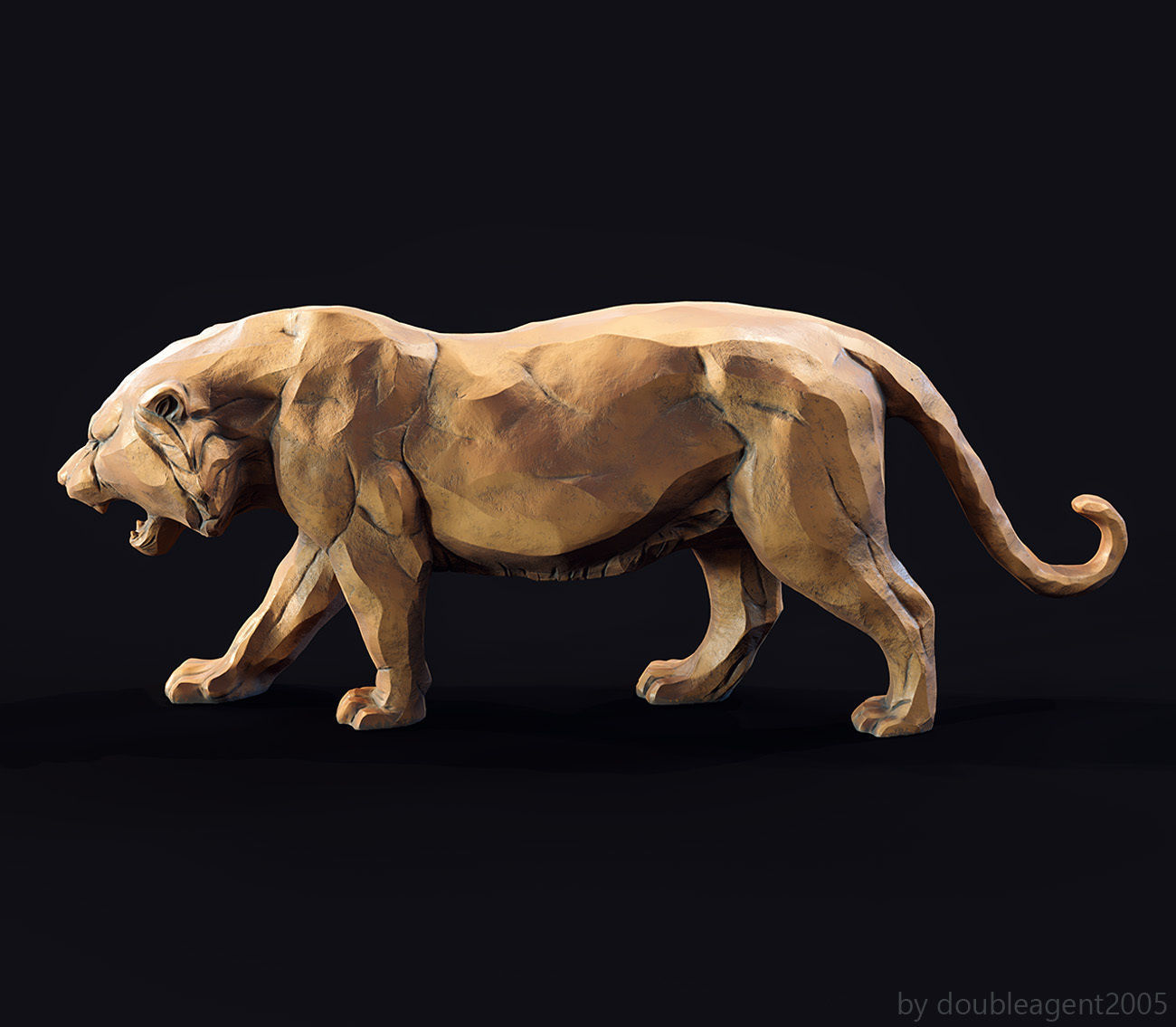 Decorative Tiger statuette 3D print model_20