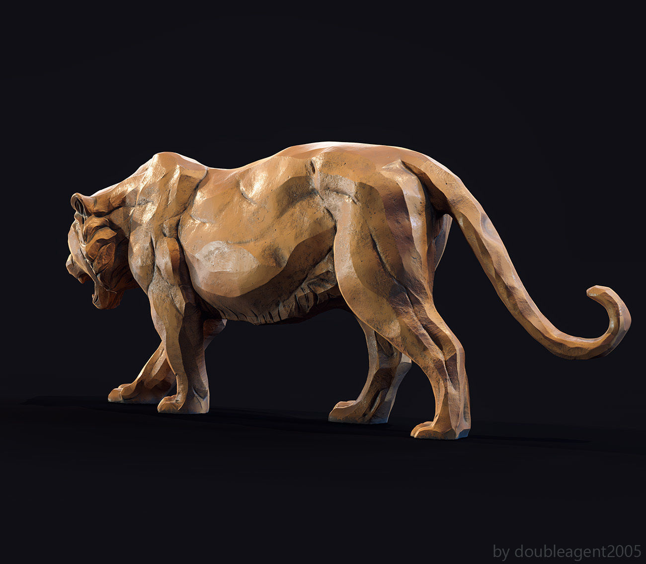 Decorative Tiger statuette 3D print model_25