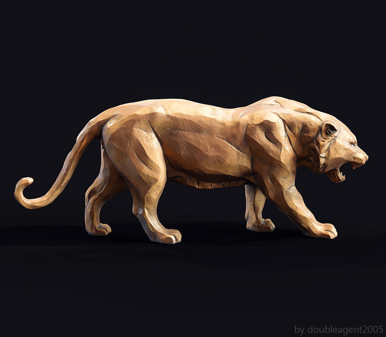 Decorative Tiger statuette 3D print model_17