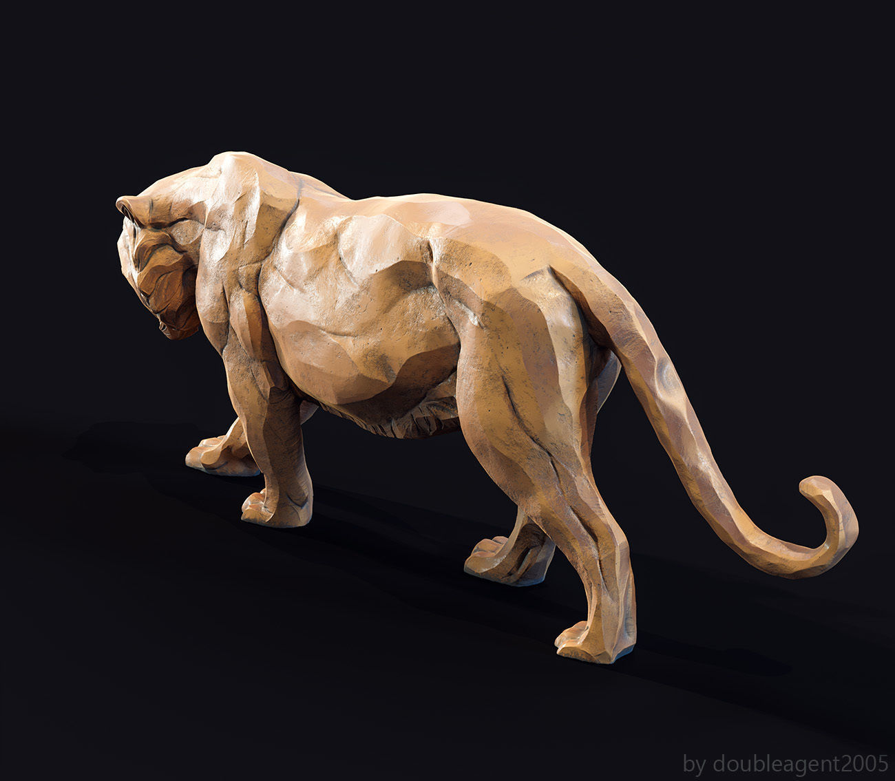 Decorative Tiger statuette 3D print model_19