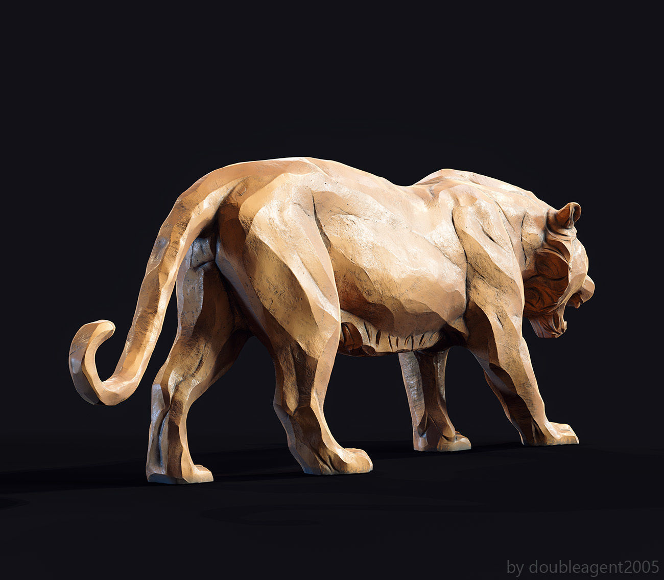 Decorative Tiger statuette 3D print model_21