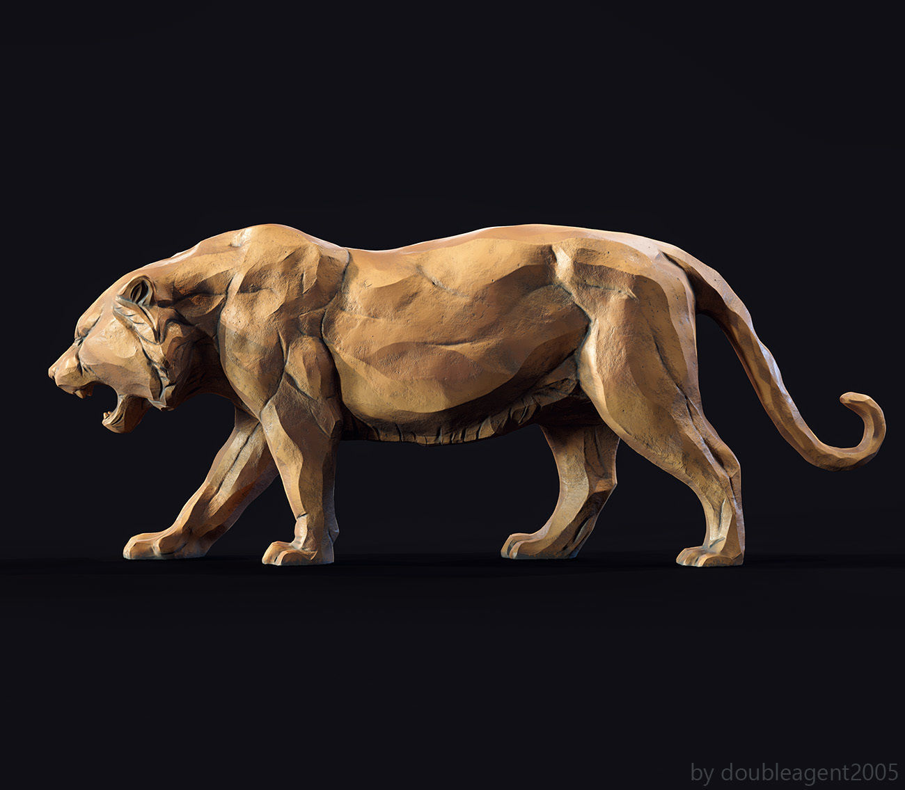 Decorative Tiger statuette 3D print model_8