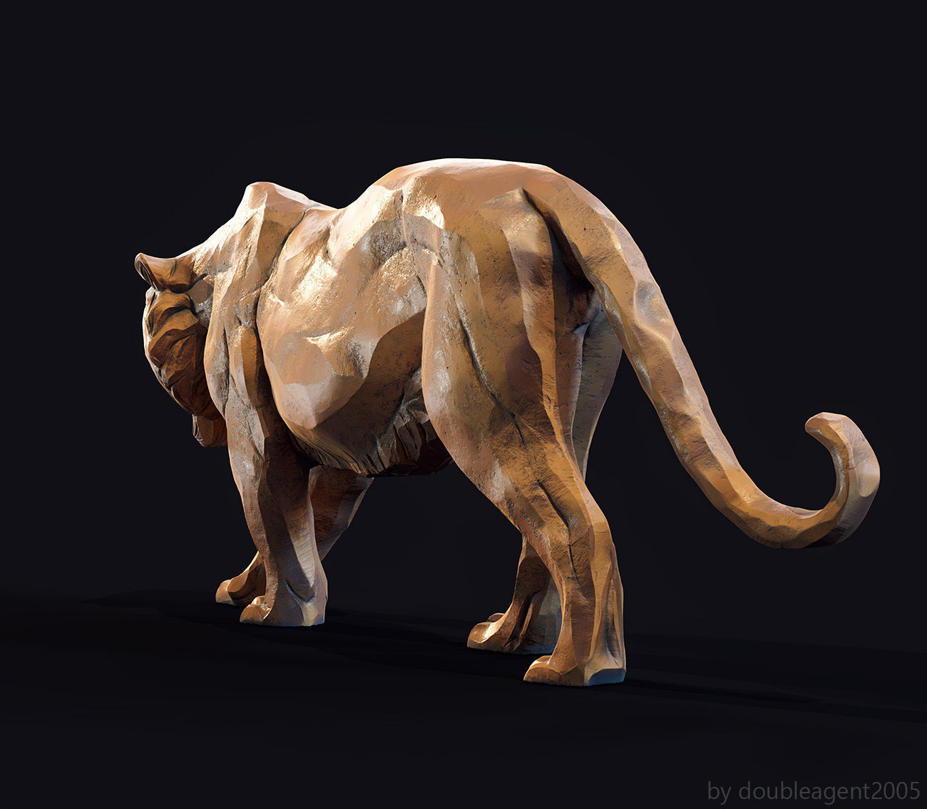 Decorative Tiger statuette 3D print model_11