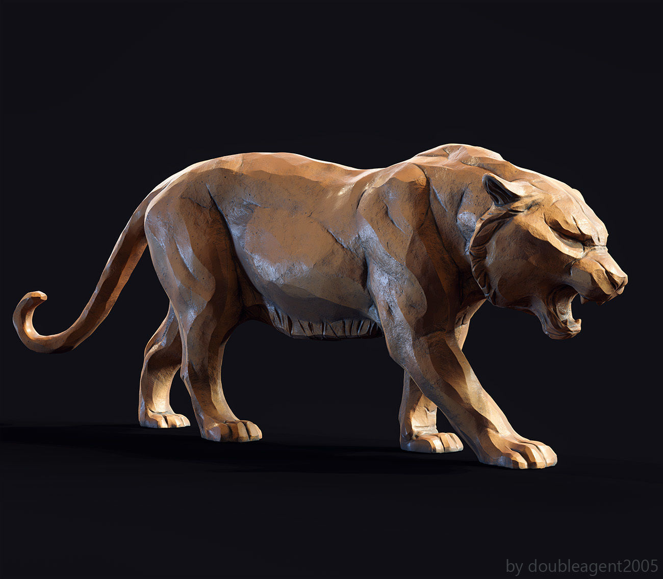 Decorative Tiger statuette 3D print model_10