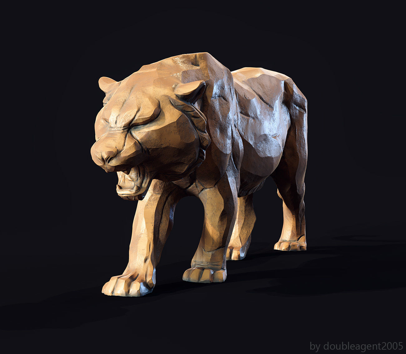 Decorative Tiger statuette 3D print model_14