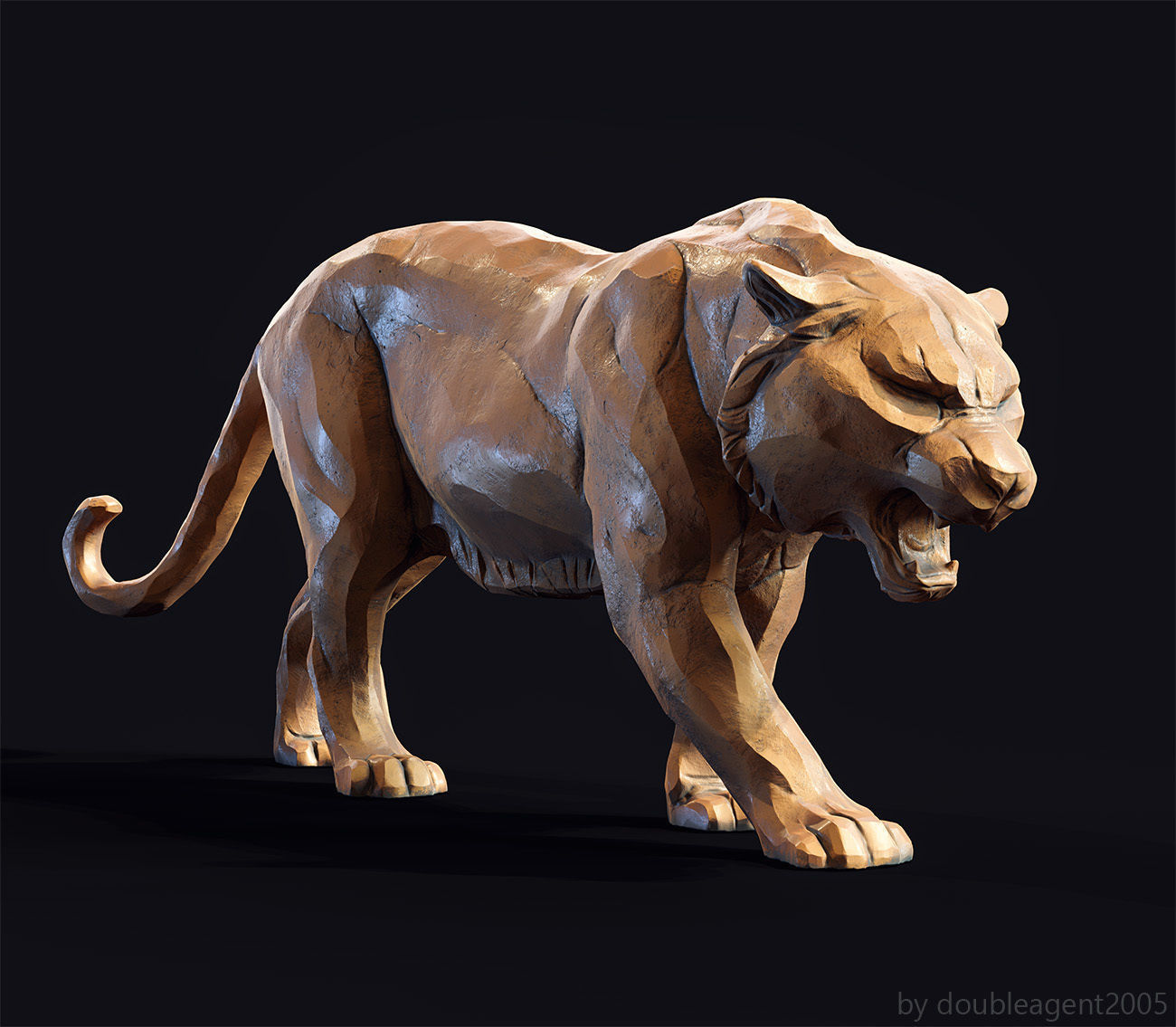 Decorative Tiger statuette 3D print model_15