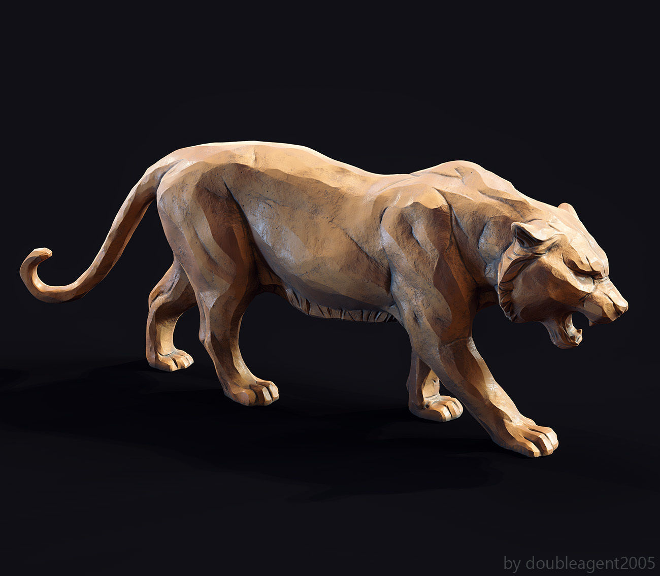 Decorative Tiger statuette 3D print model_16