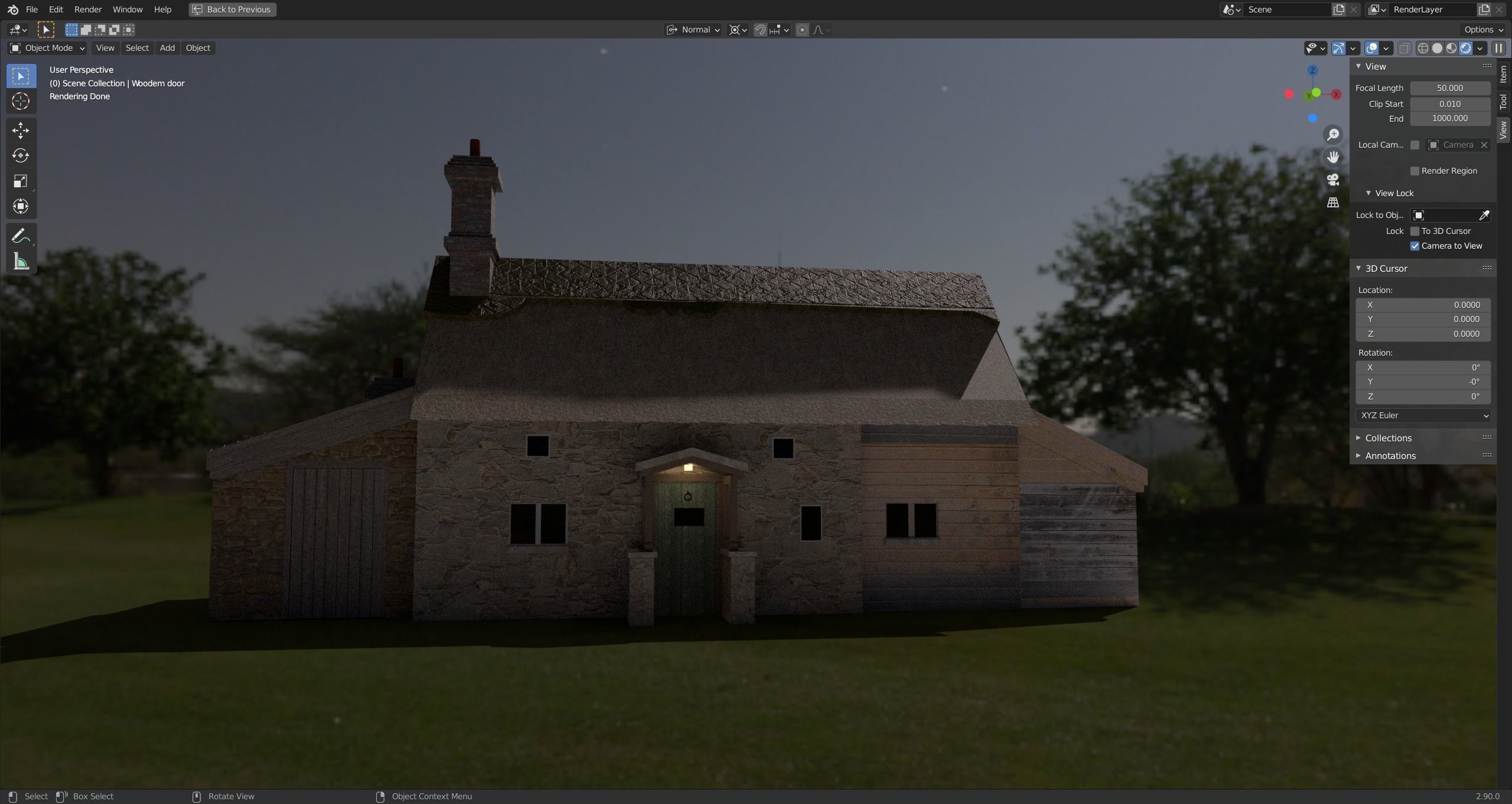 Cottage in the woods Low-poly 3D model_1