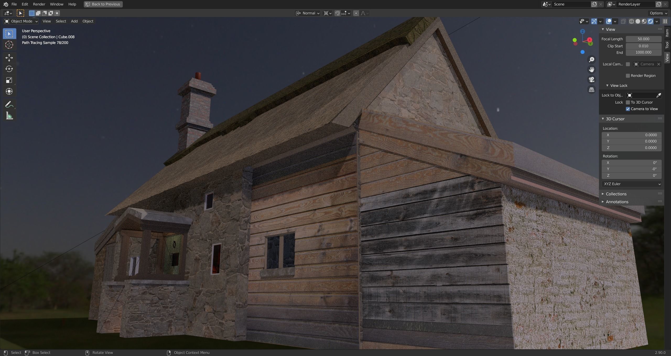 Cottage in the woods Low-poly 3D model_9