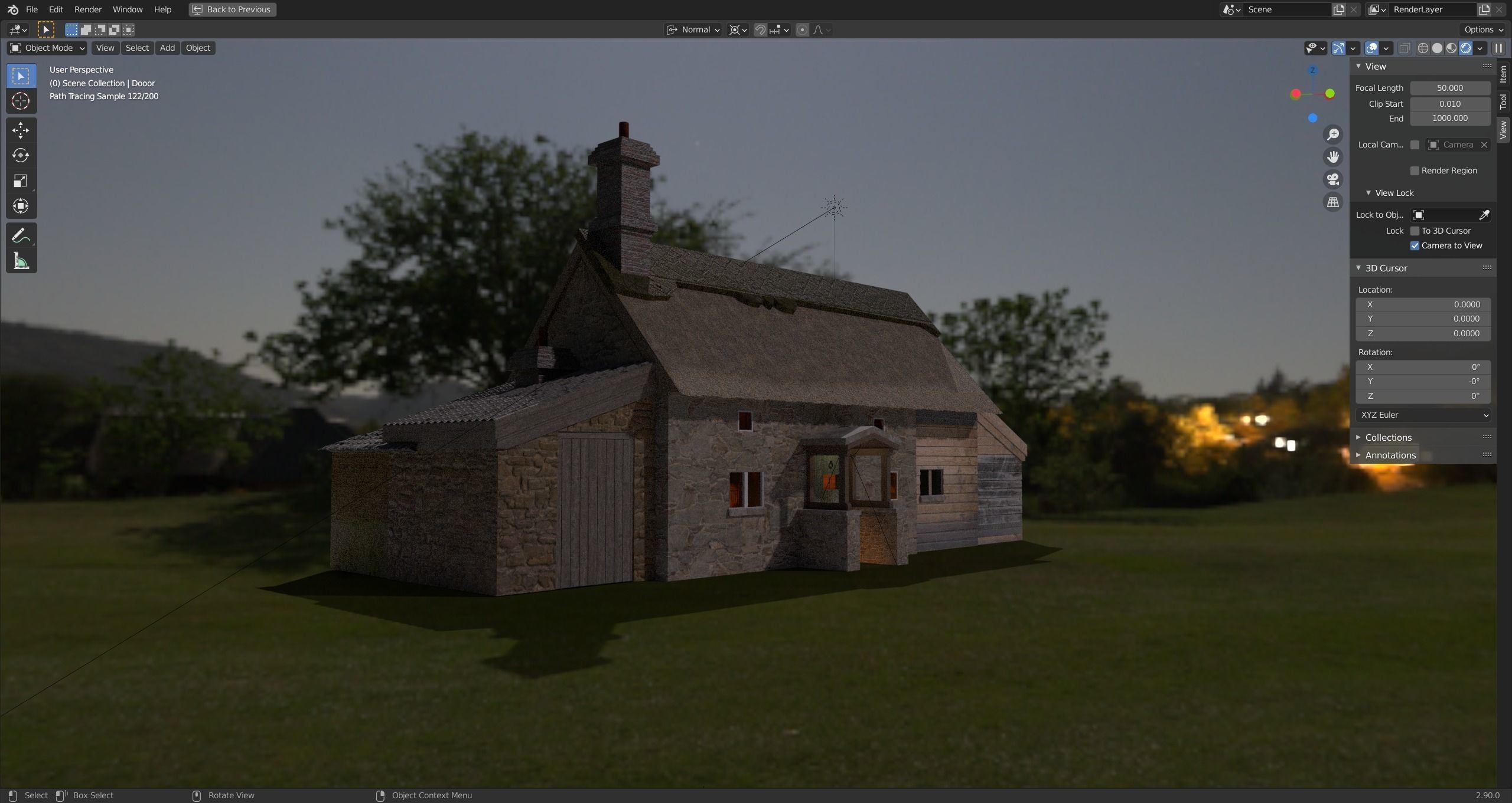 Cottage in the woods Low-poly 3D model_3