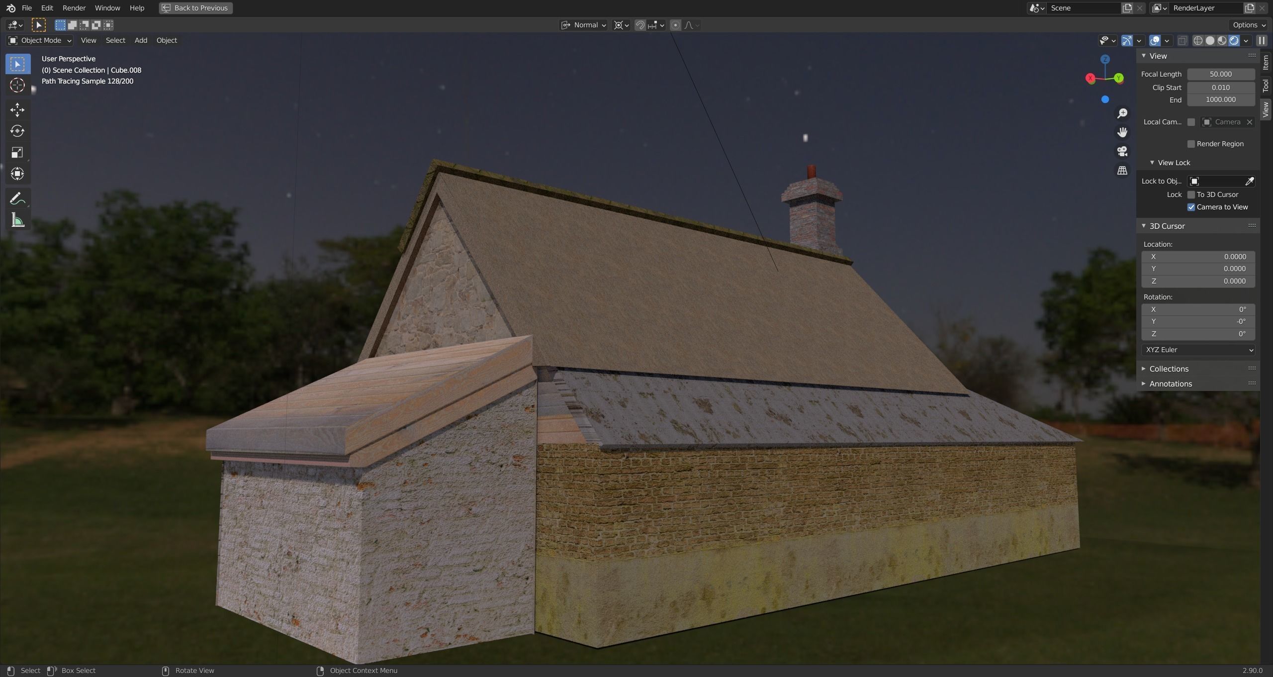 Cottage in the woods Low-poly 3D model_7