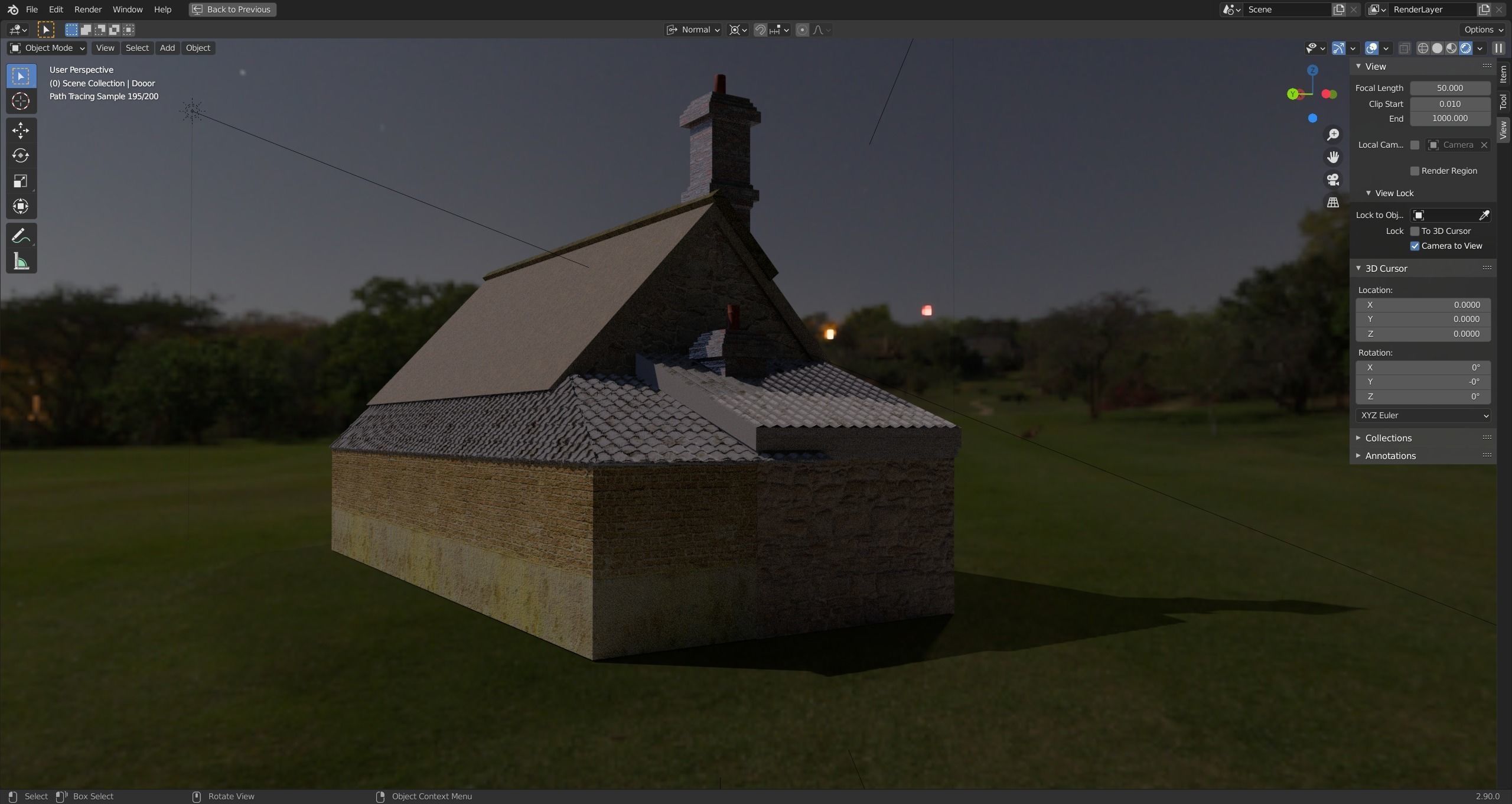 Cottage in the woods Low-poly 3D model_2
