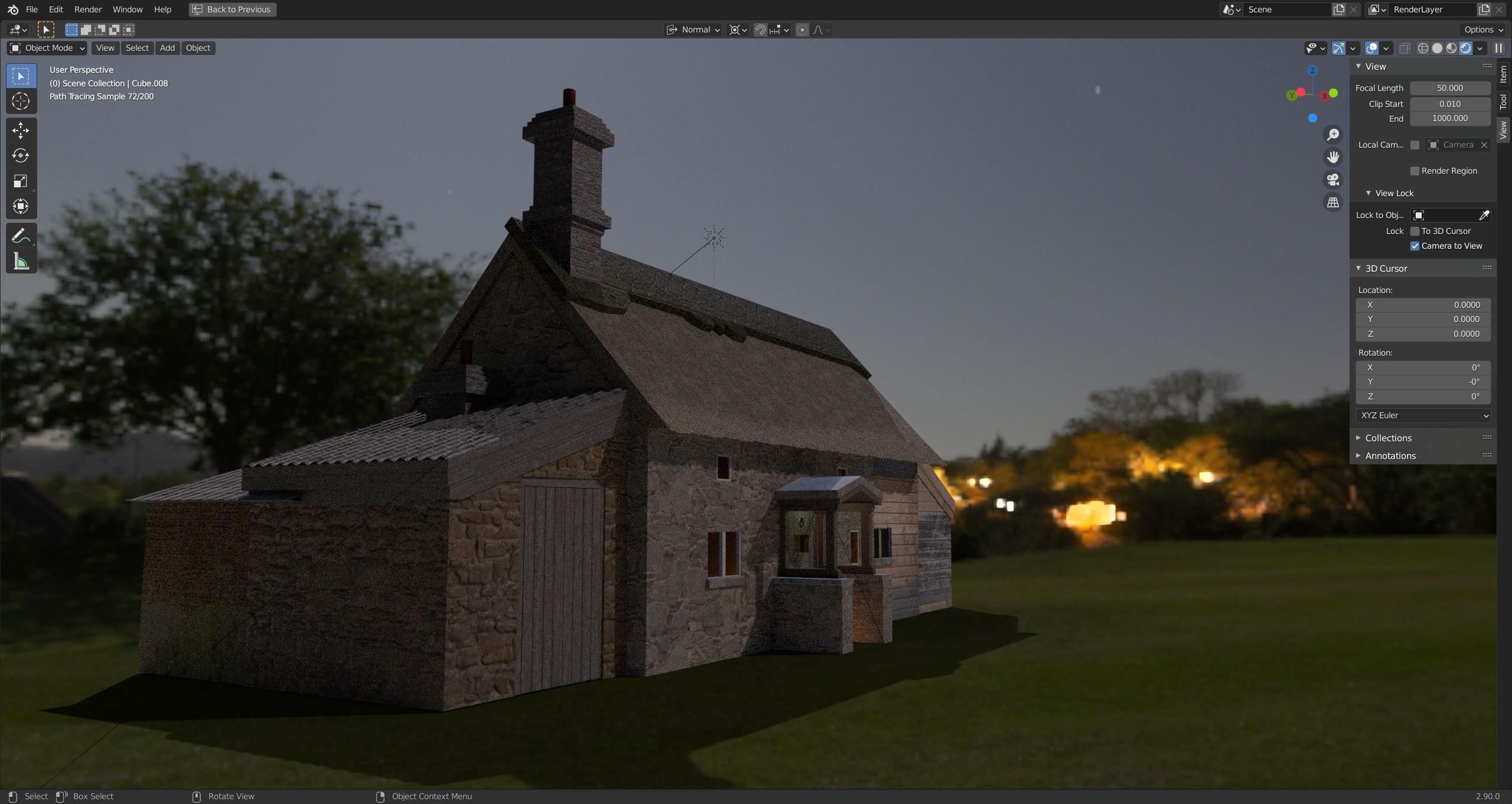 Cottage in the woods Low-poly 3D model_6