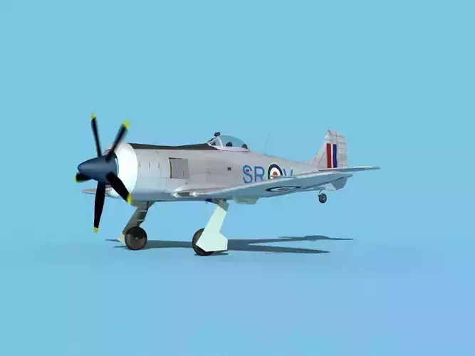 Hawker Tempest MKII V08 RAF 3D model