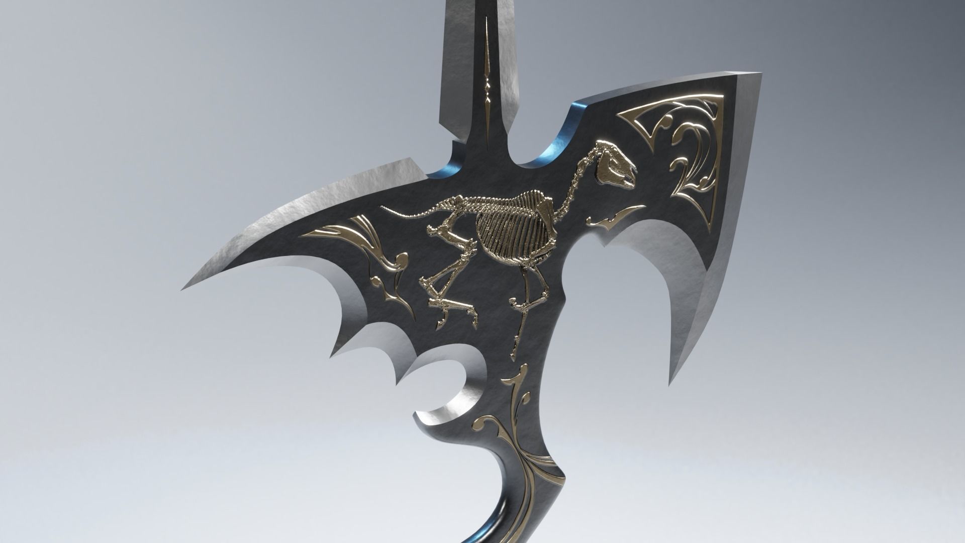 Fantasy Halberd Axe Polearm Low-poly 3D model_2