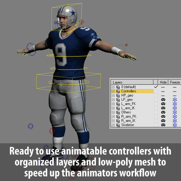 NFL Player Dallas Cowboys - Rigged 3D model_12