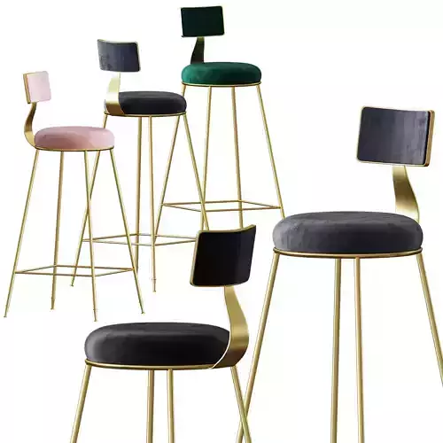 Nordic Modern Iron Bar Stool 3D model