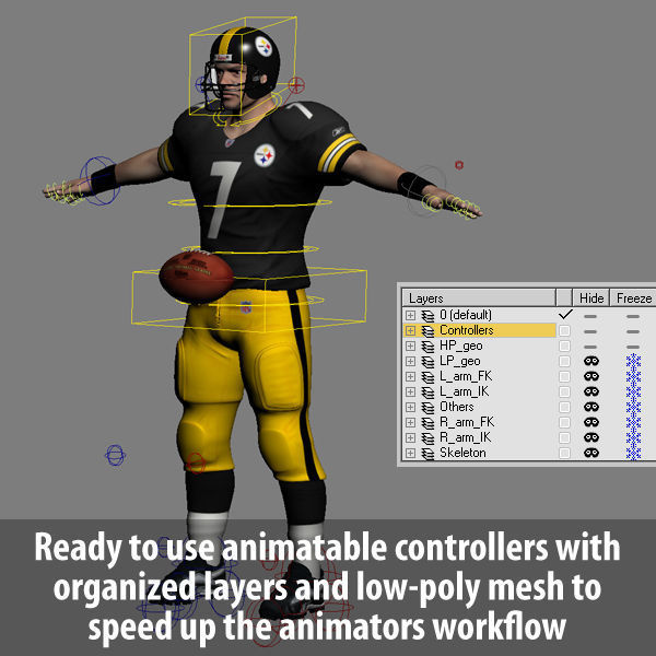 NFL Player Pittsburgh Steelers - Rigged 3D model_12