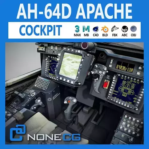Boeing AH-64D Apache Longbow Attack Helicopter Cockpit 3D model