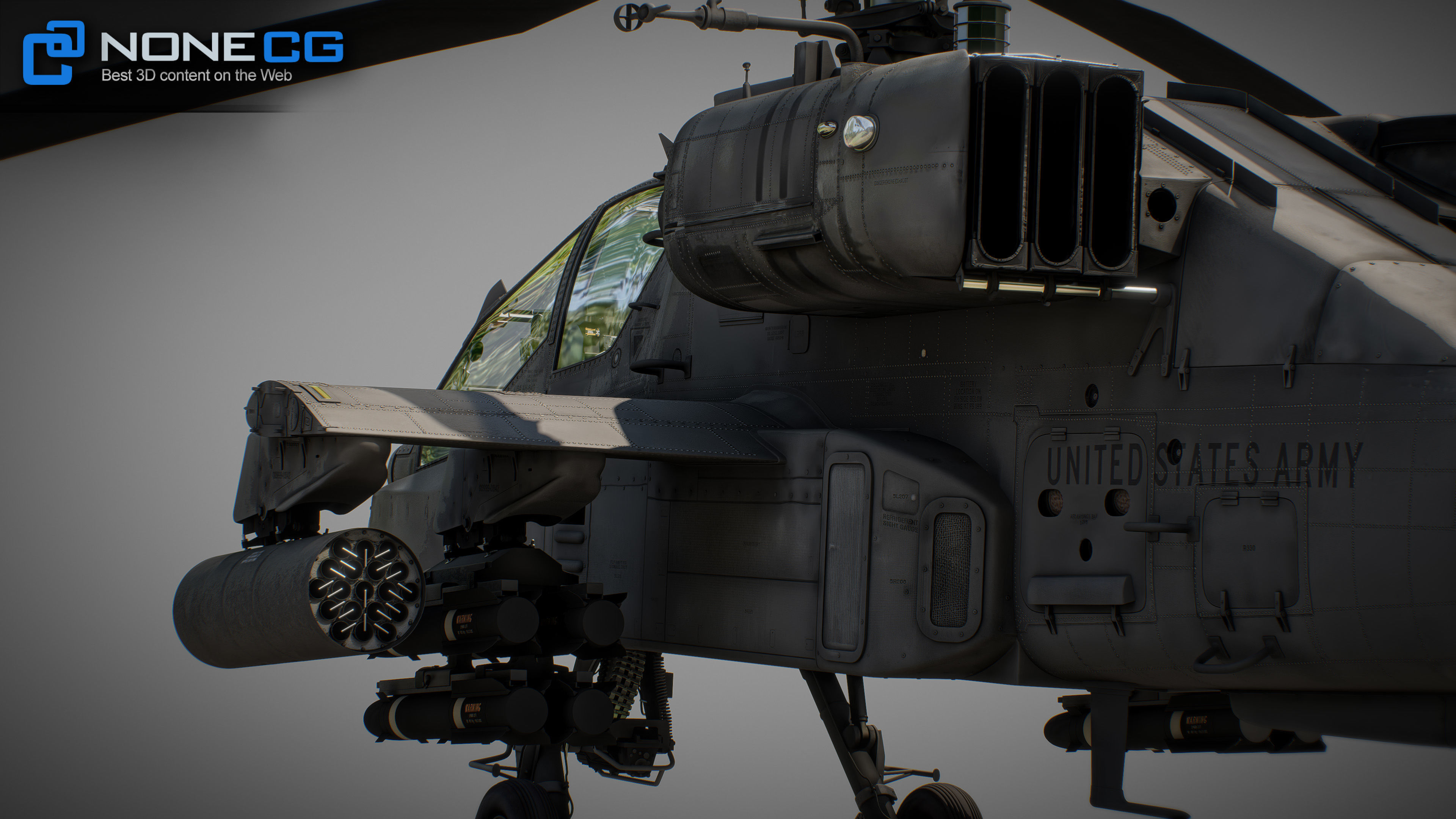 Boeing AH-64D Apache Longbow Attack Helicopter with Cockpit 3D model_24