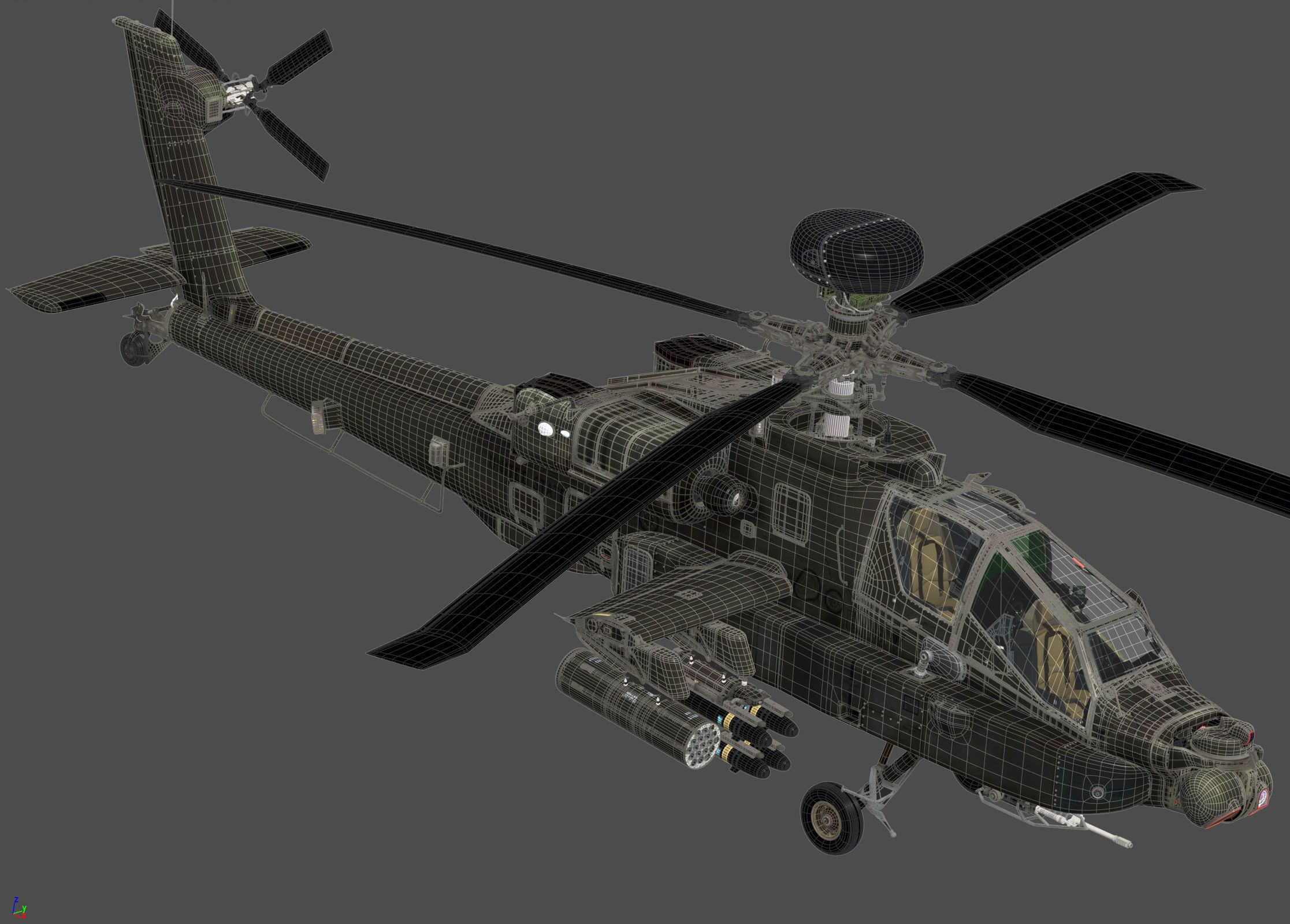 Boeing AH-64D Apache Longbow Attack Helicopter with Cockpit 3D model_7