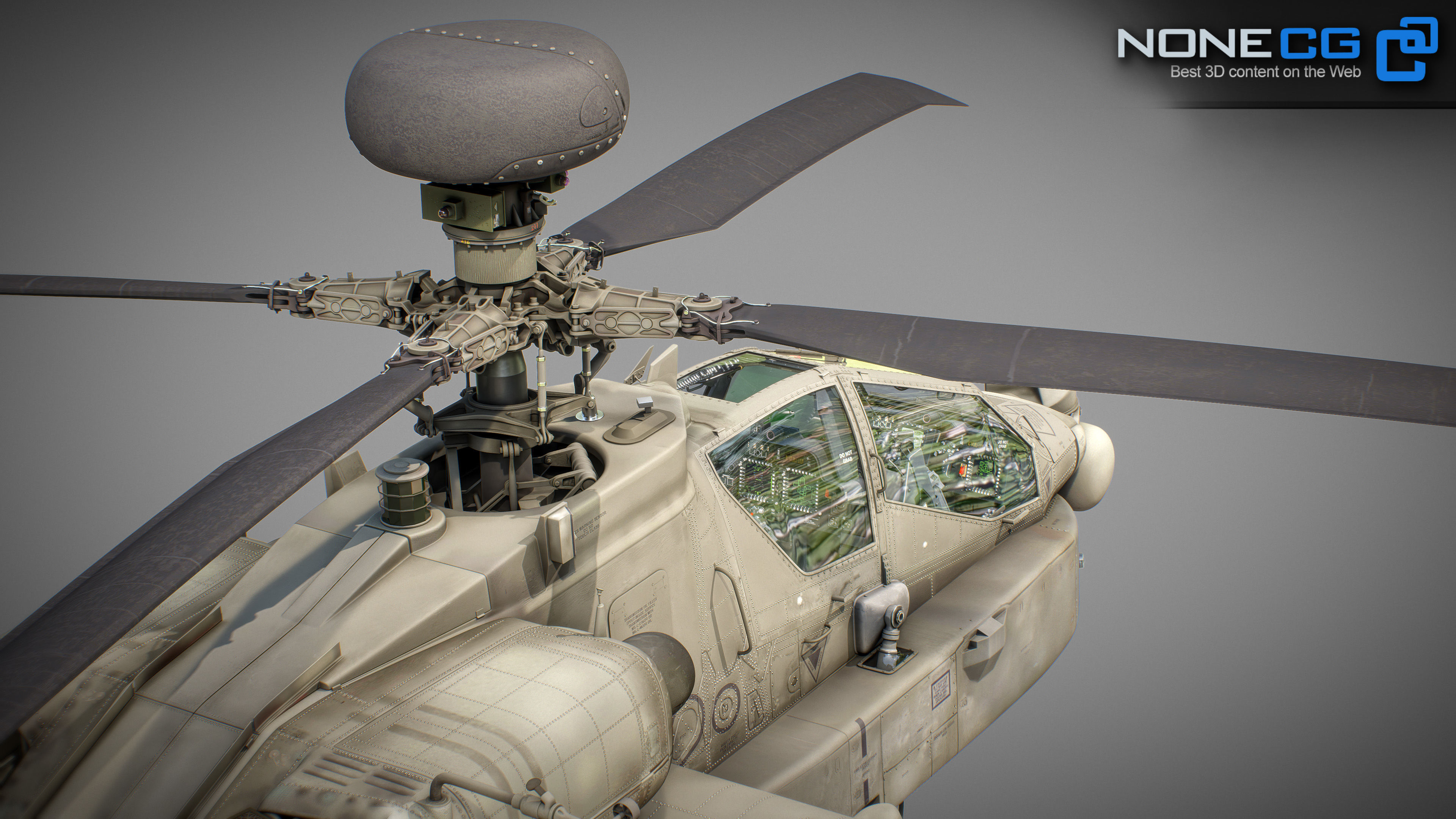 Boeing AH-64D Apache Longbow Attack Helicopter with Cockpit 3D model_50