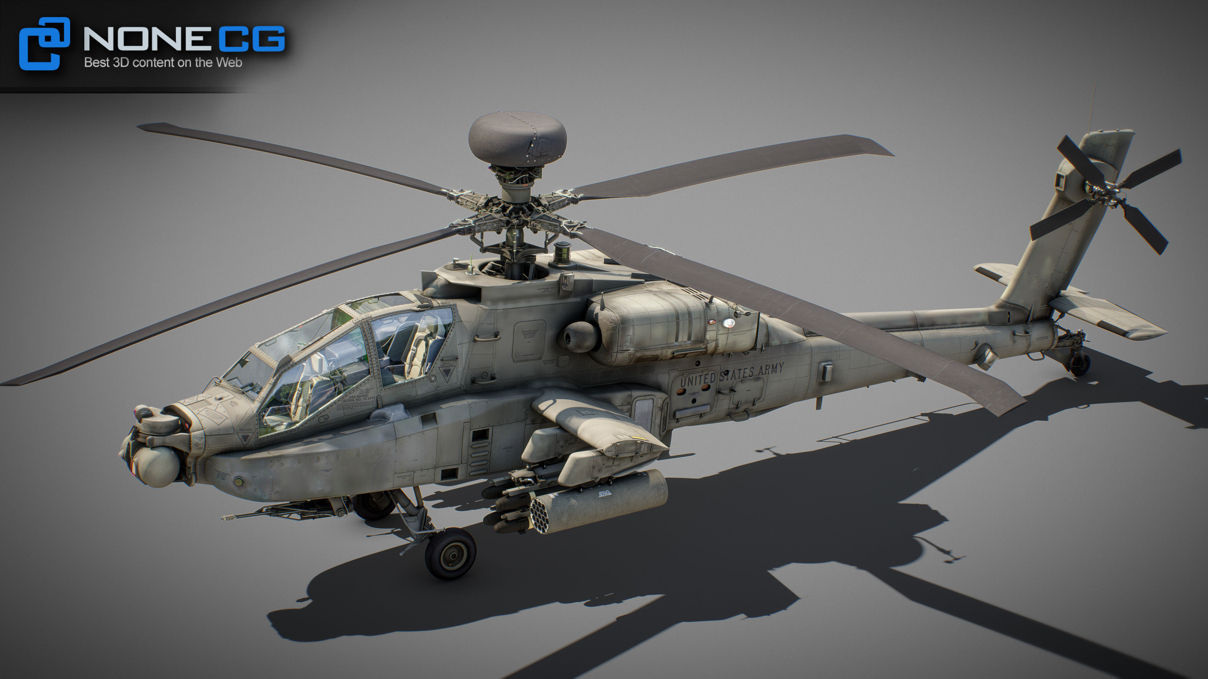 Boeing AH-64D Apache Longbow Attack Helicopter with Cockpit 3D model_6