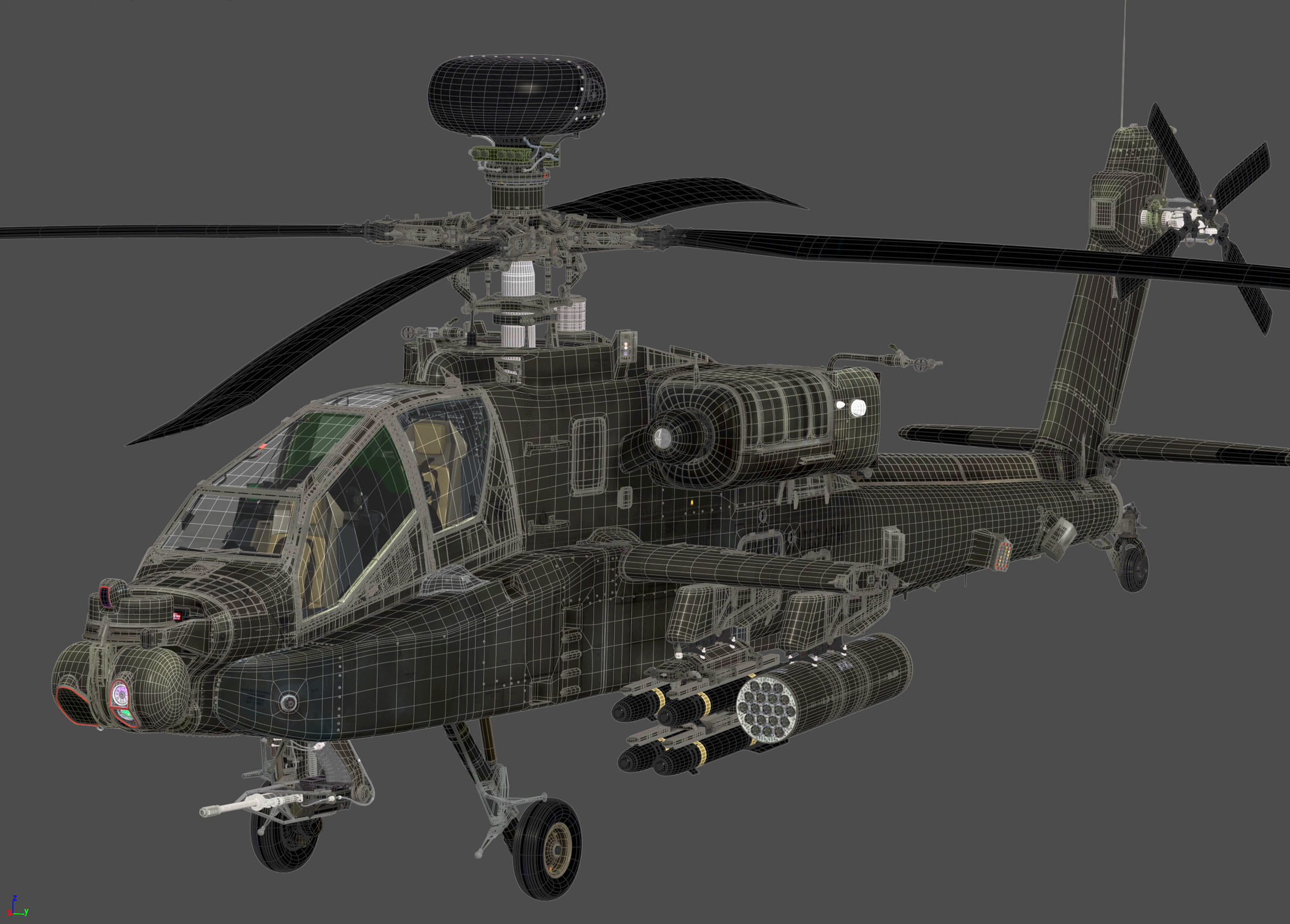 Boeing AH-64D Apache Longbow Attack Helicopter with Cockpit 3D model_23