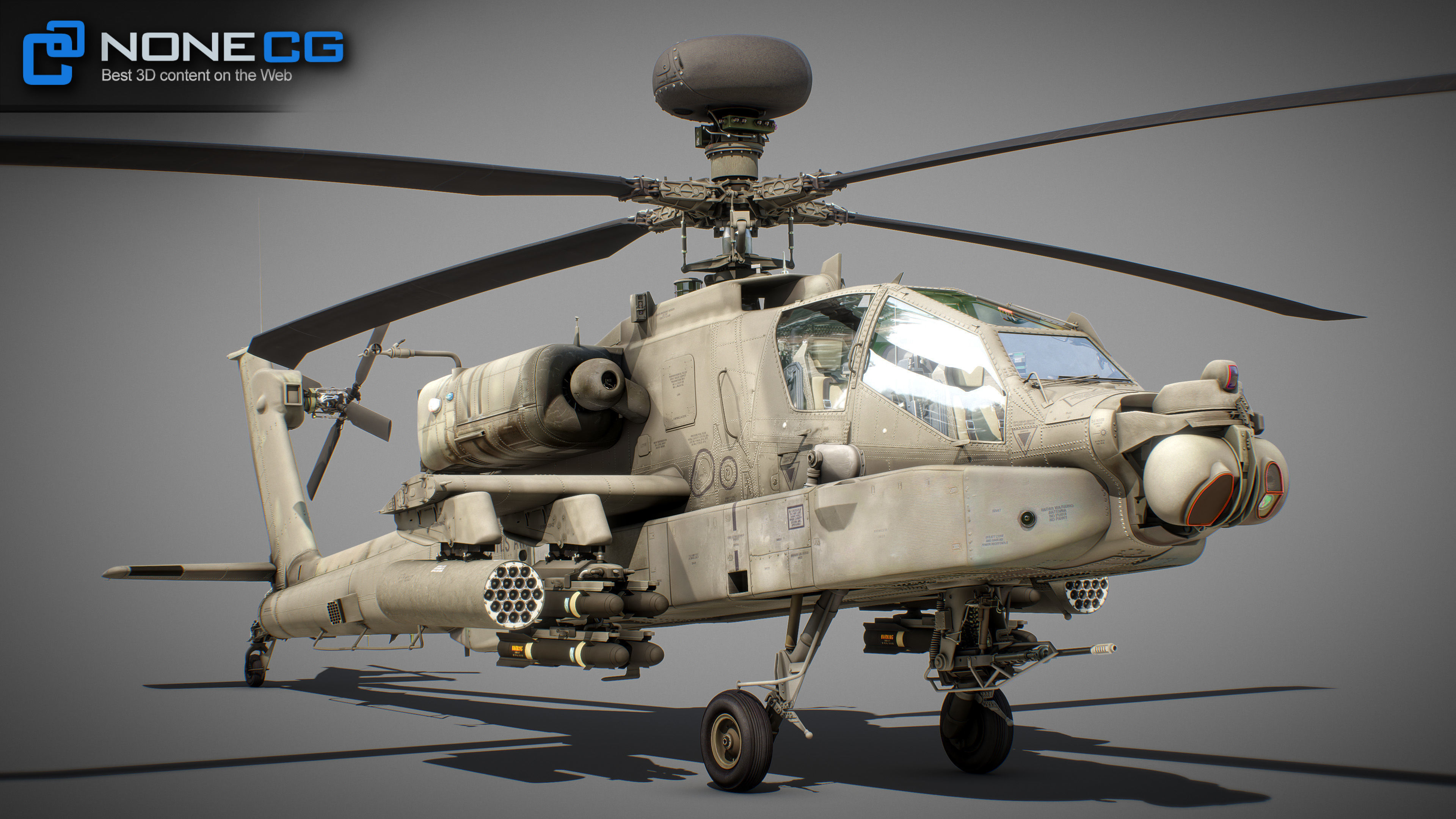 Boeing AH-64D Apache Longbow Attack Helicopter with Cockpit 3D model_13