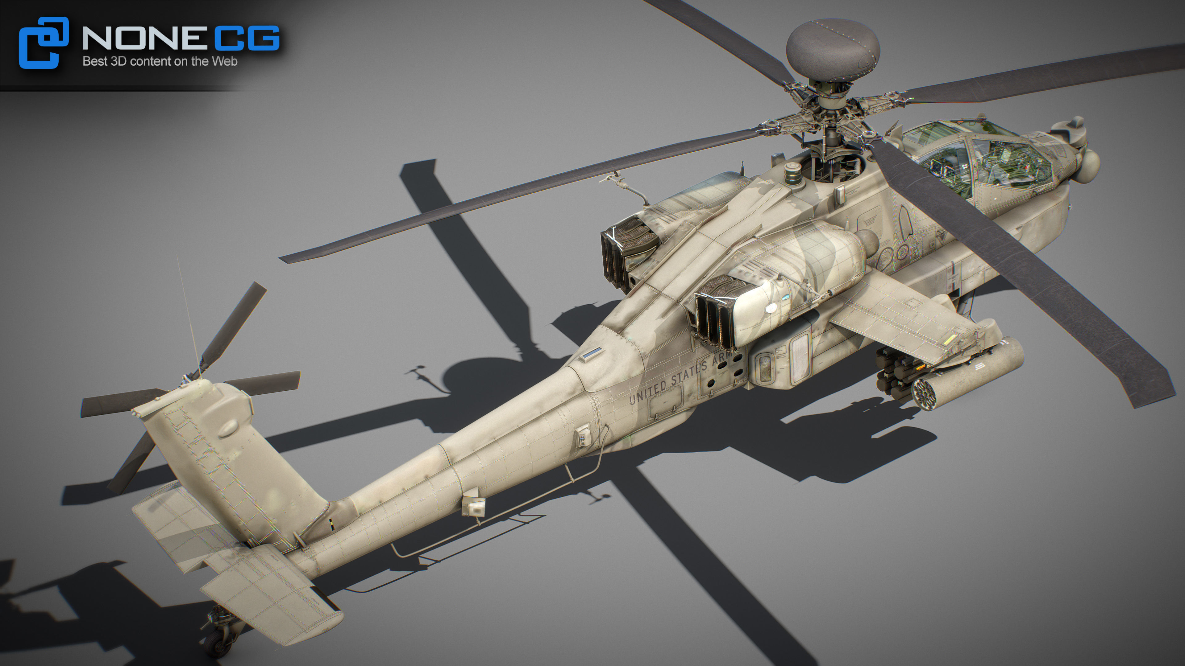 Boeing AH-64D Apache Longbow Attack Helicopter with Cockpit 3D model_44