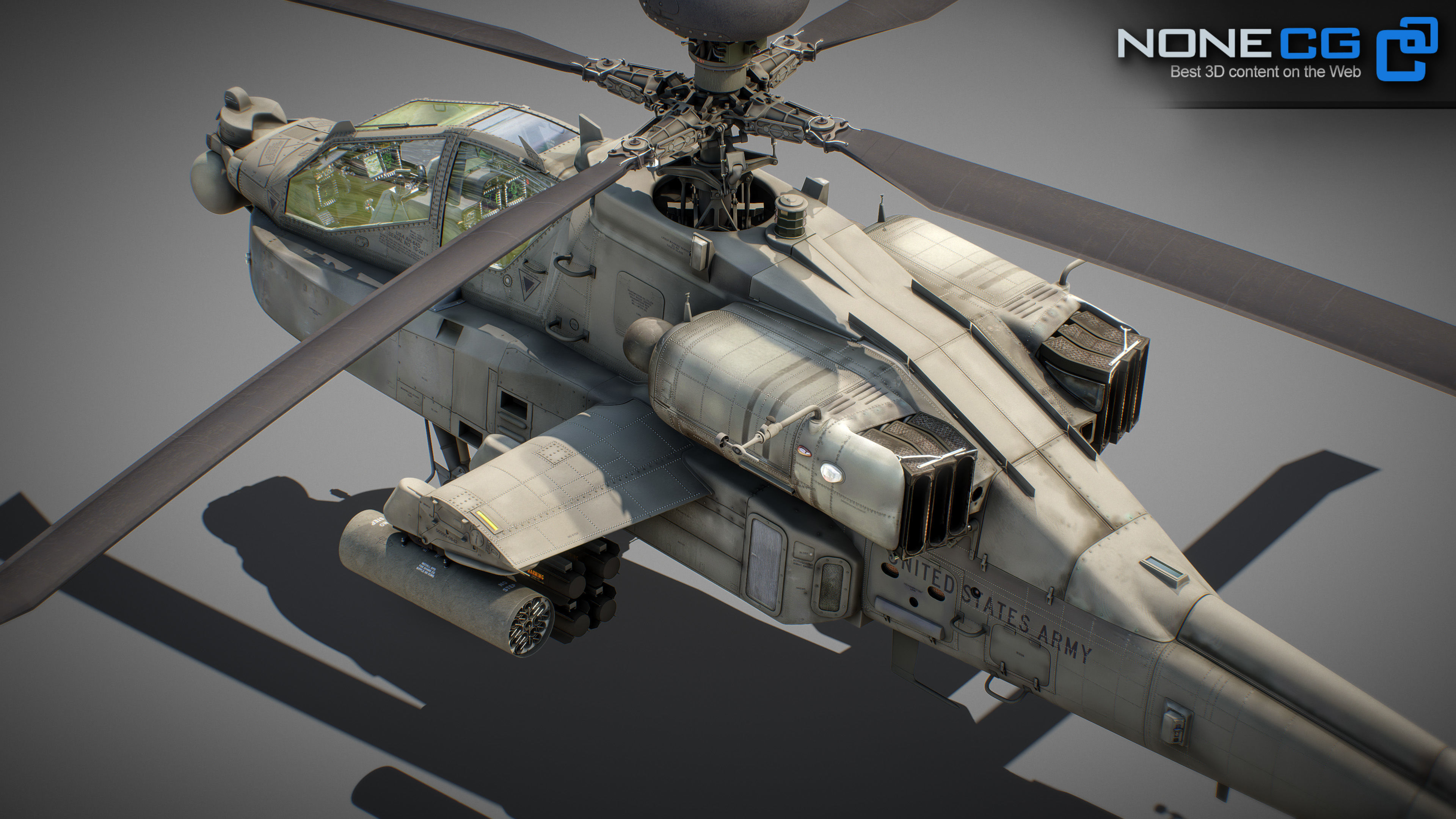 Boeing AH-64D Apache Longbow Attack Helicopter with Cockpit 3D model_46