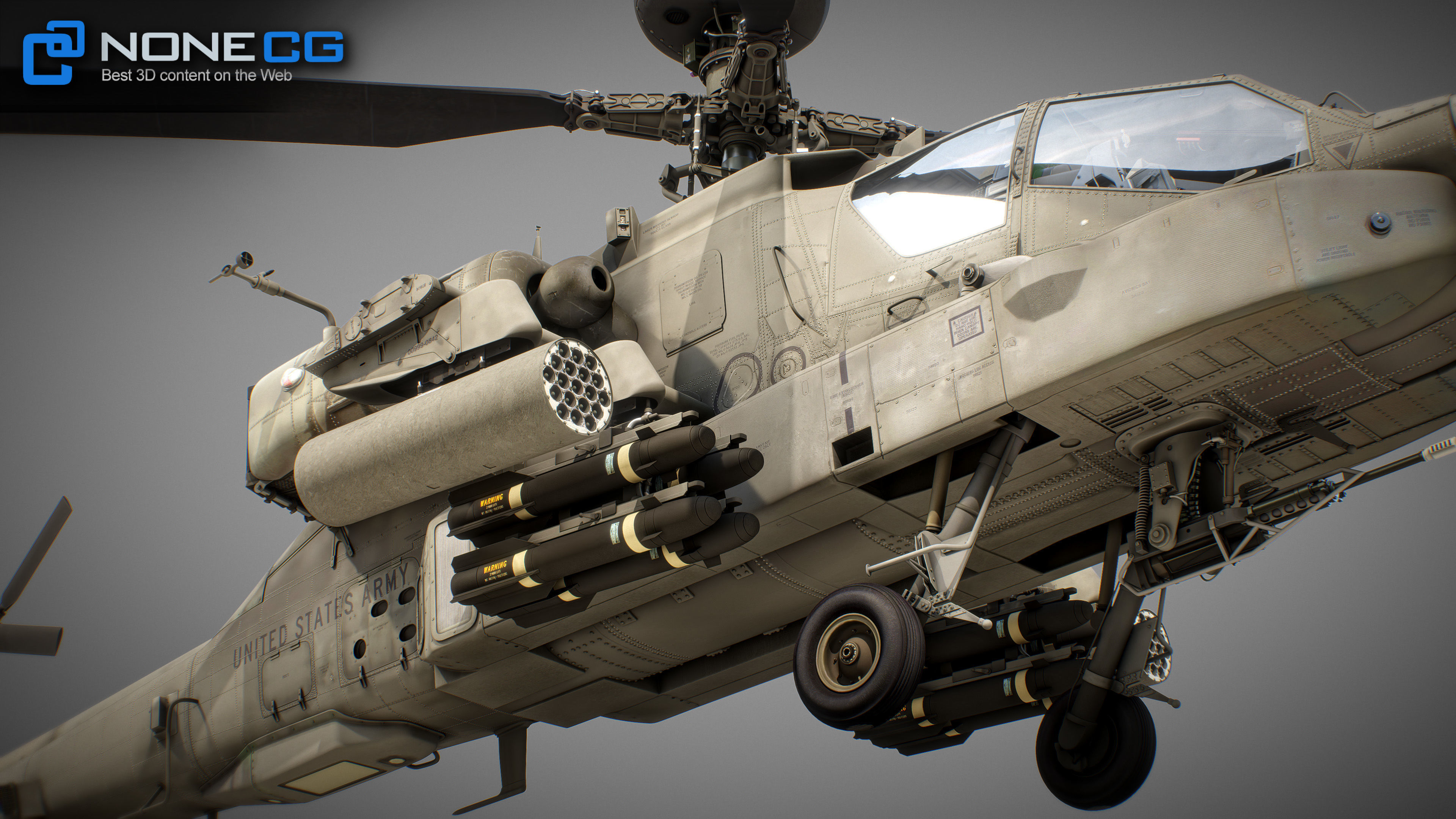 Boeing AH-64D Apache Longbow Attack Helicopter with Cockpit 3D model_68