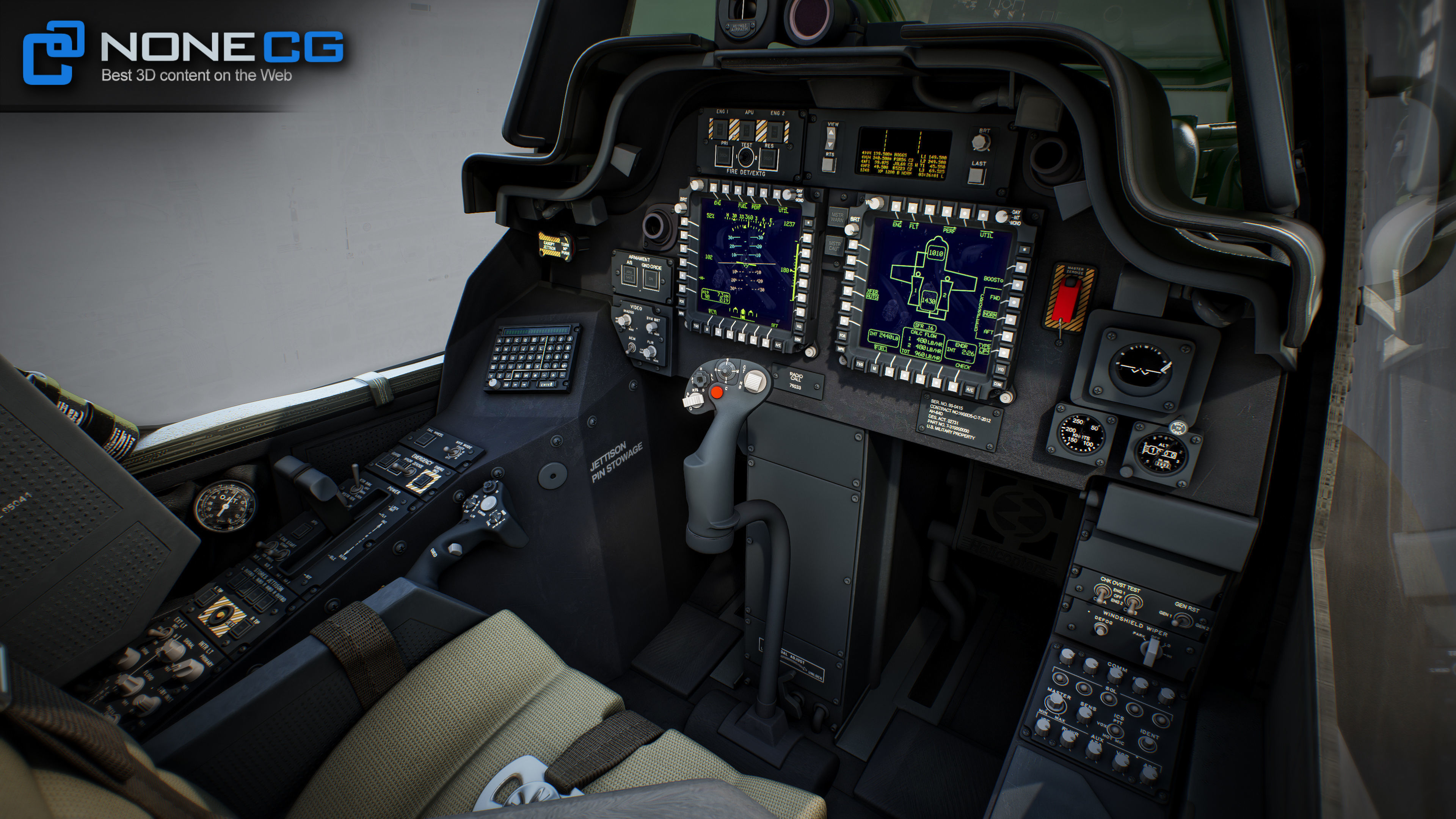 Boeing AH-64D Apache Longbow Attack Helicopter with Cockpit 3D model_25