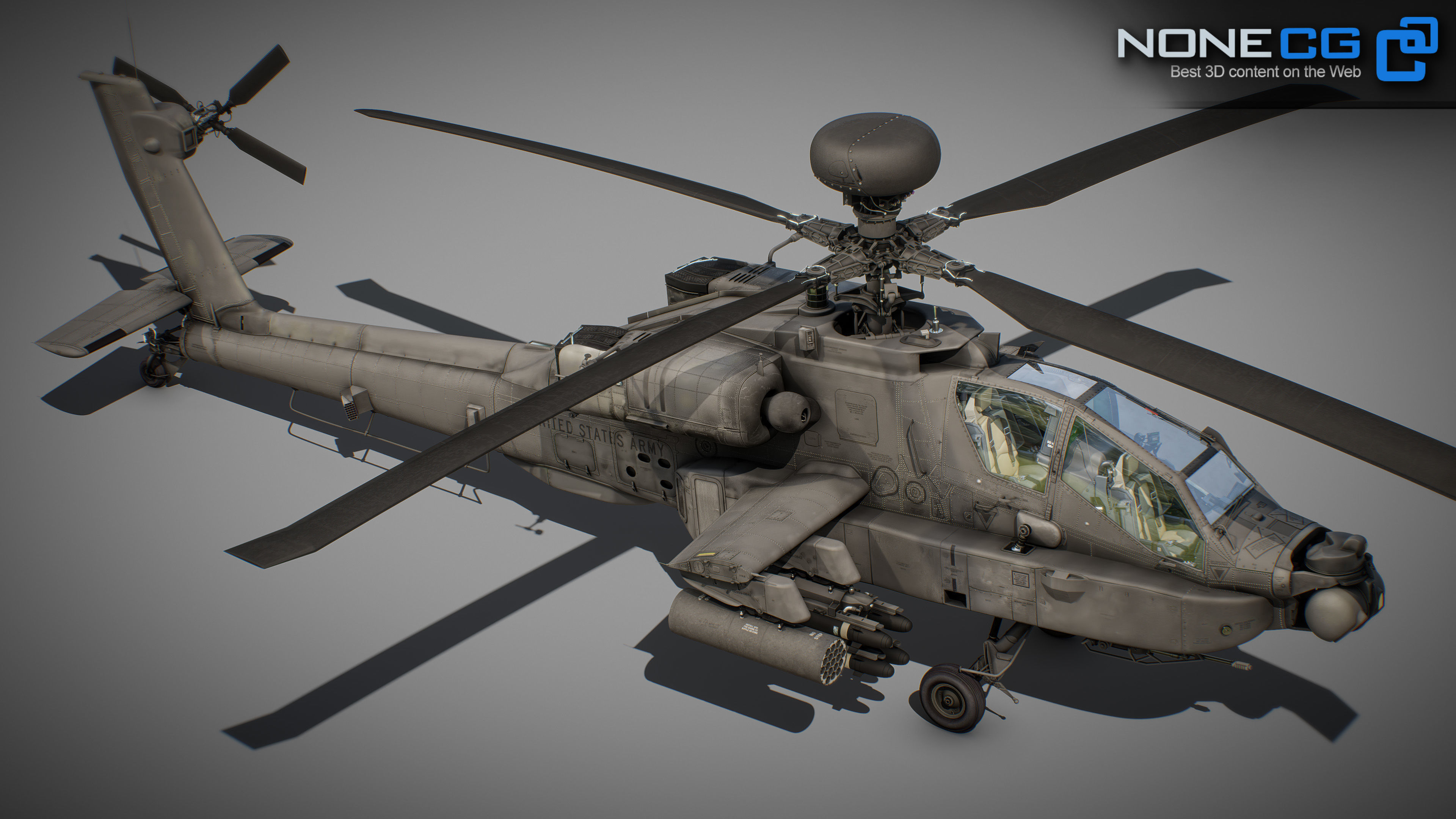 Boeing AH-64D Apache Longbow Attack Helicopter with Cockpit 3D model_22