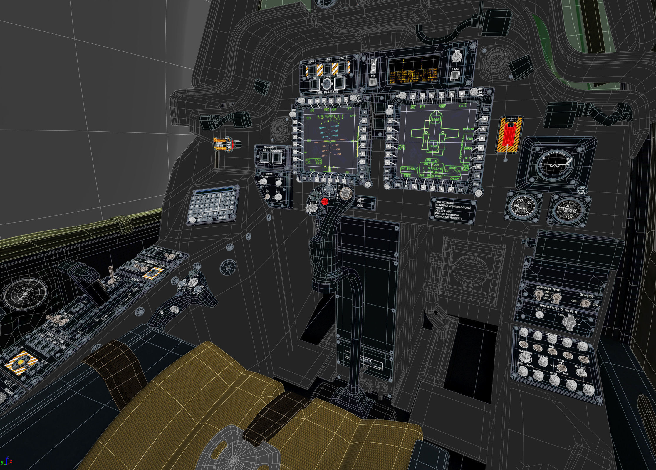 Boeing AH-64D Apache Longbow Attack Helicopter with Cockpit 3D model_32