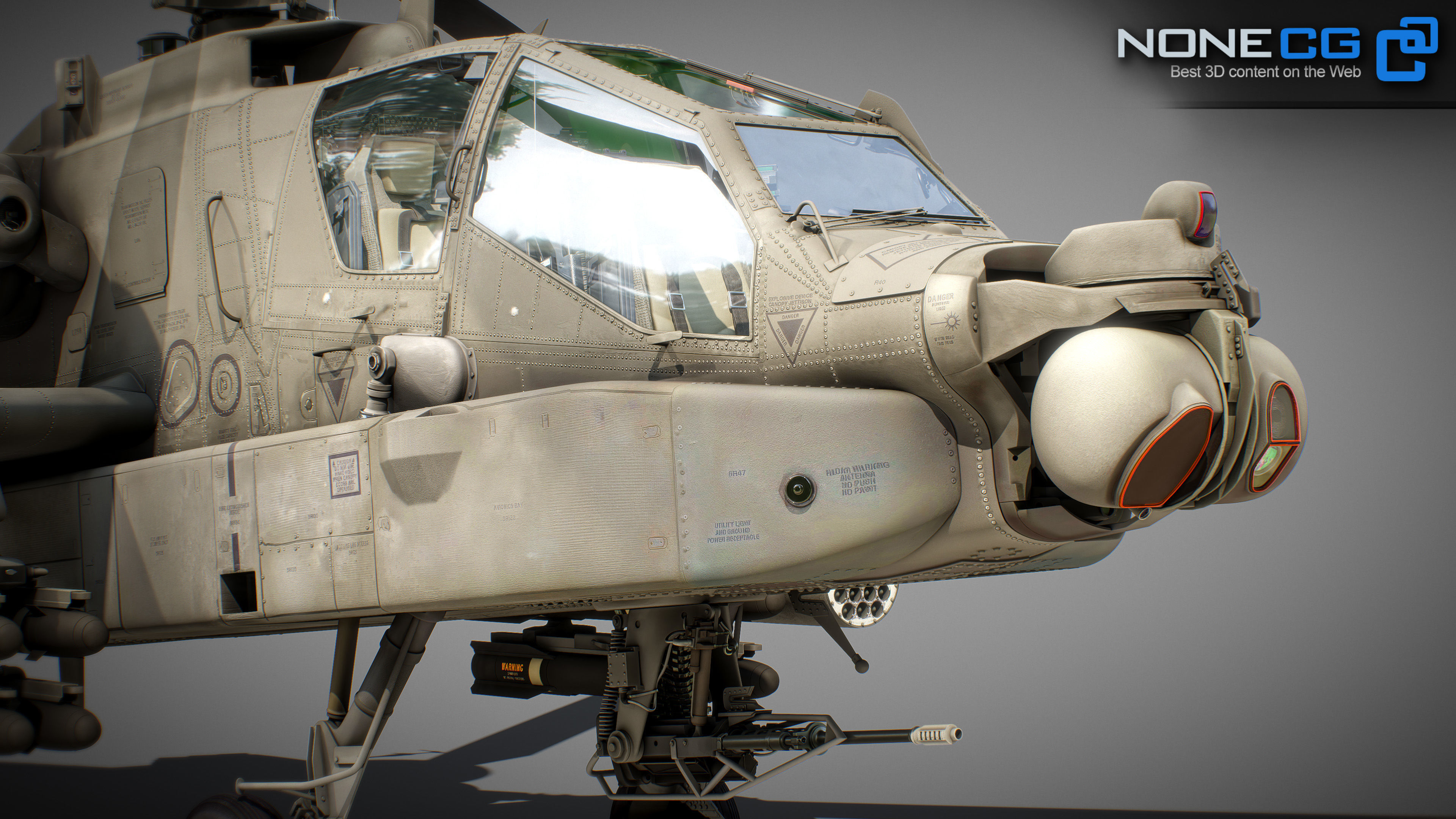 Boeing AH-64D Apache Longbow Attack Helicopter with Cockpit 3D model_41